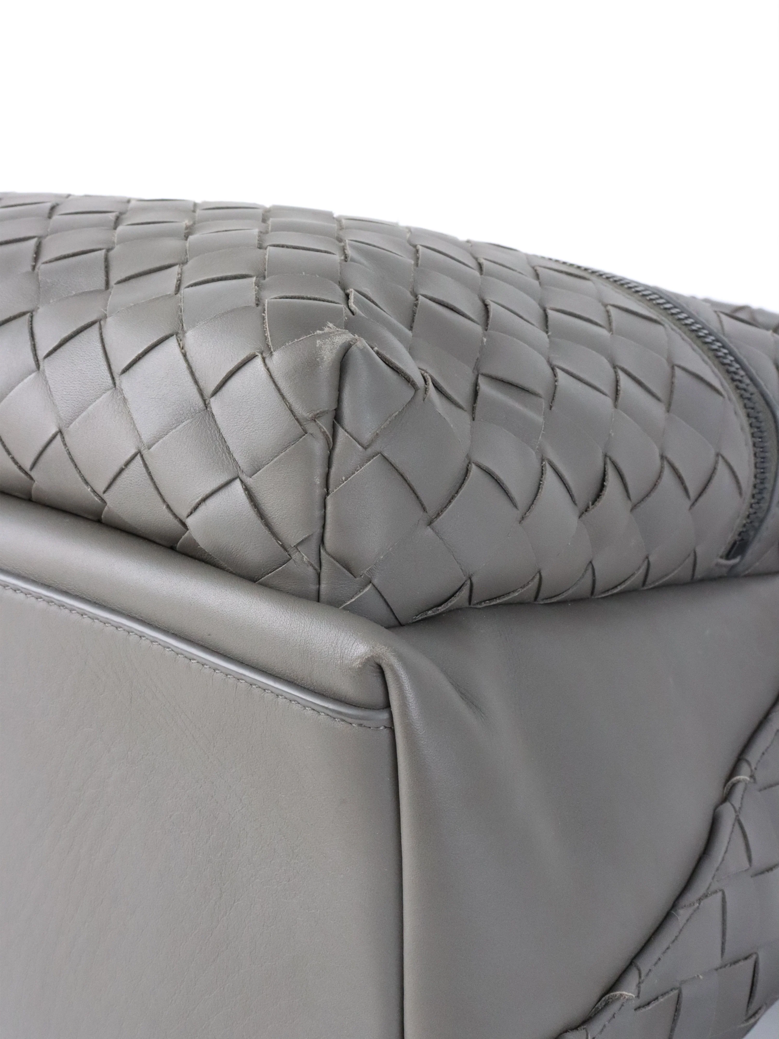 Bottega Veneta Grey Intrecciato Leather Backpack