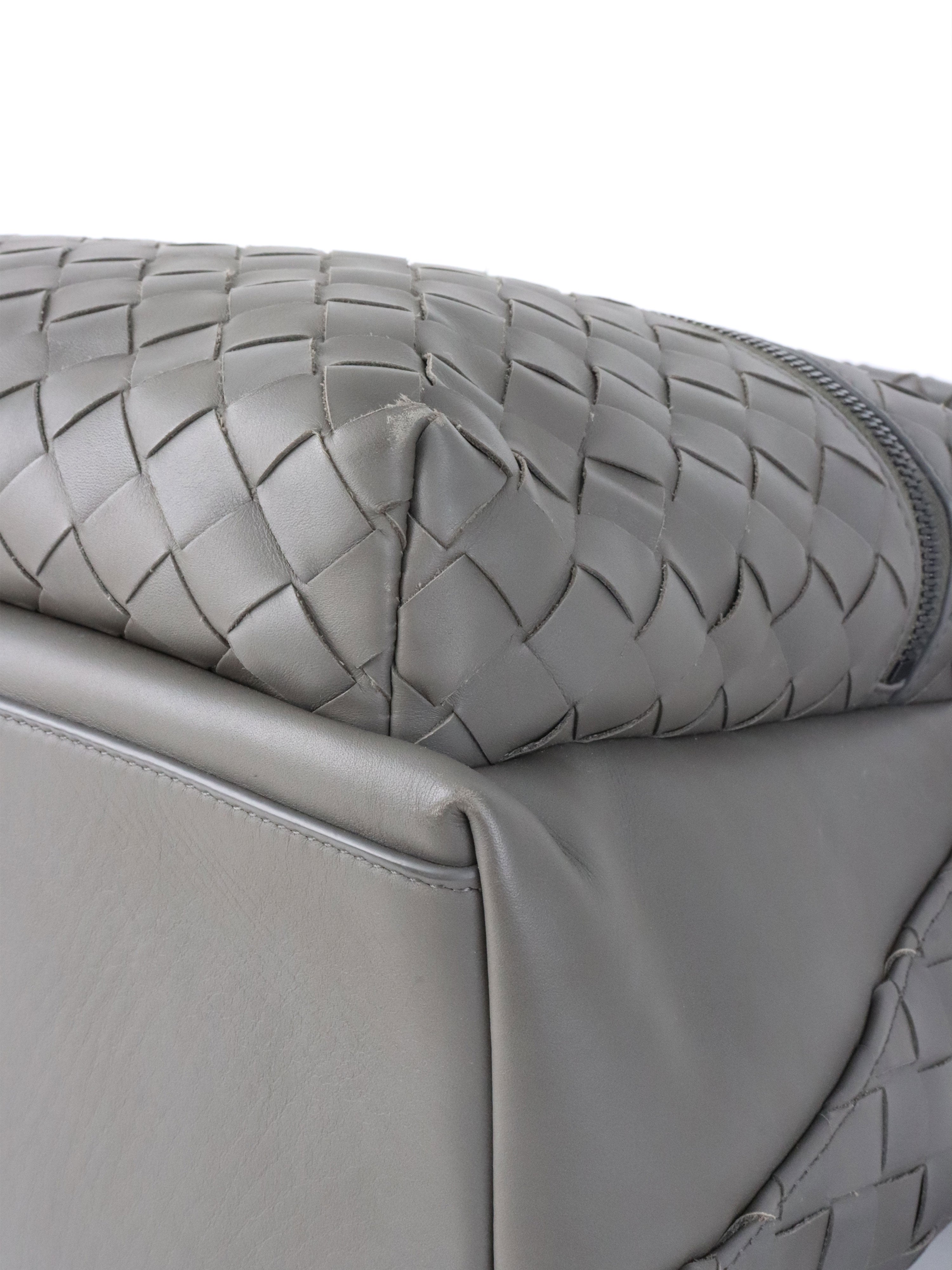 Bottega Veneta Grey Intrecciato Leather Backpack