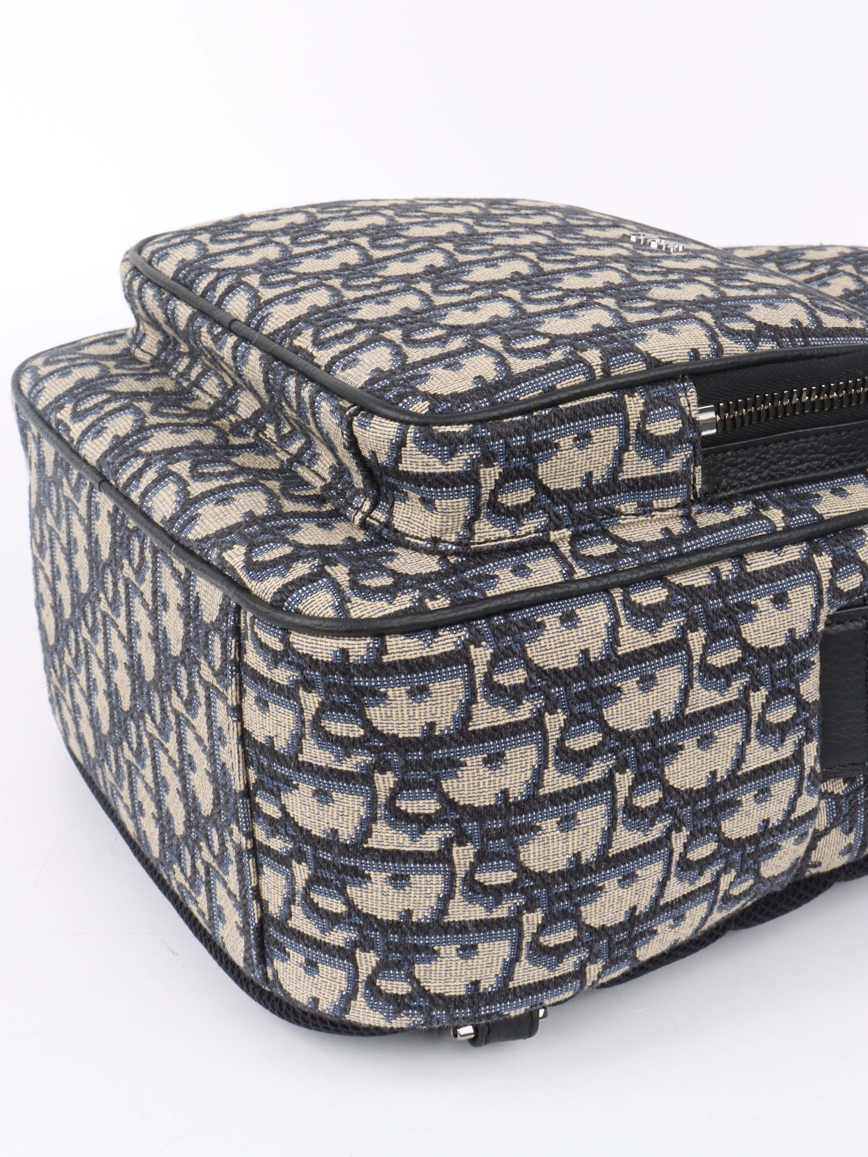 Dior Blue Oblique Canvas Crossbody Sling Bag.