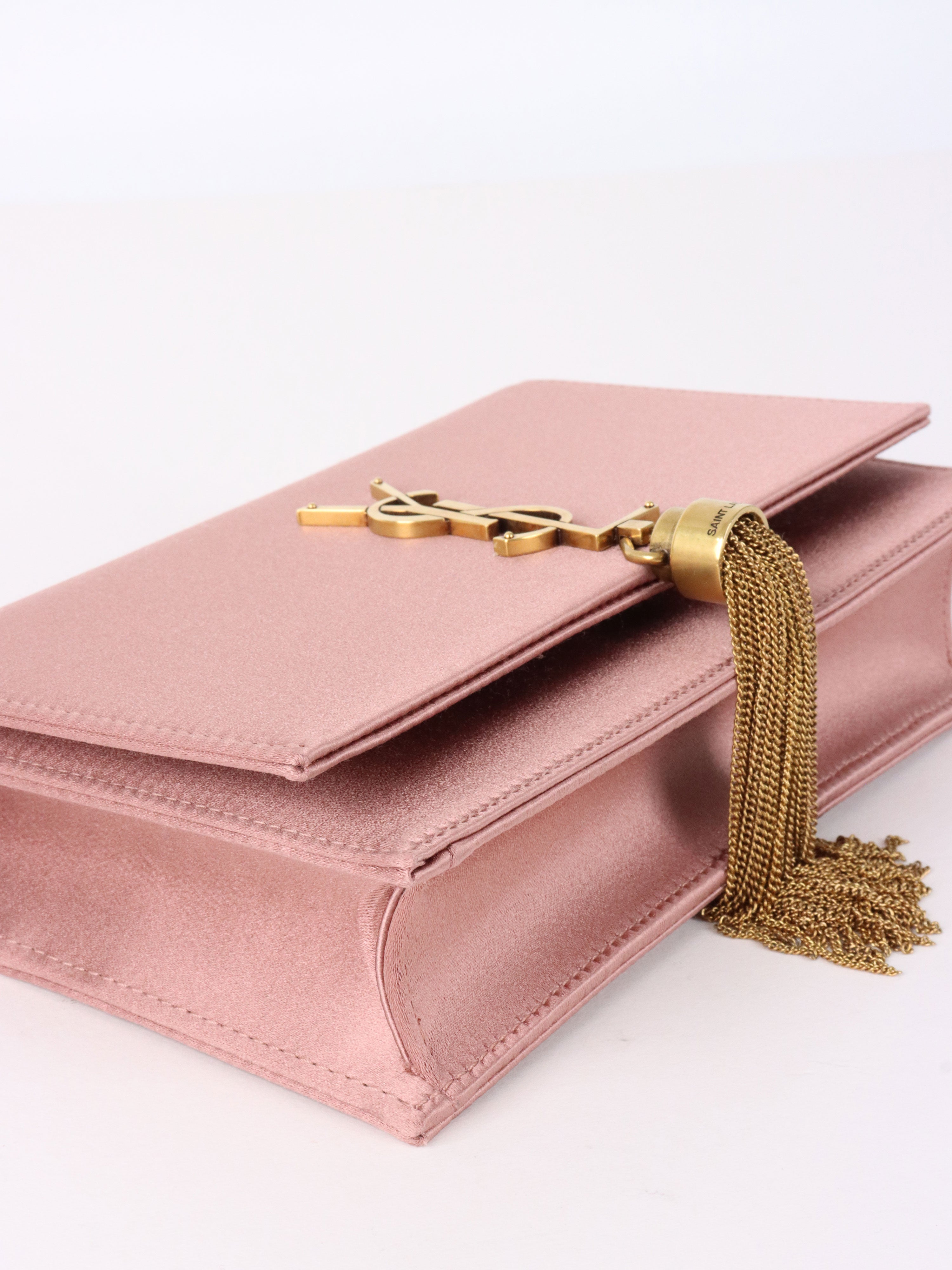Saint Laurent Pink Satin Small Kate Tassel Bag GHW