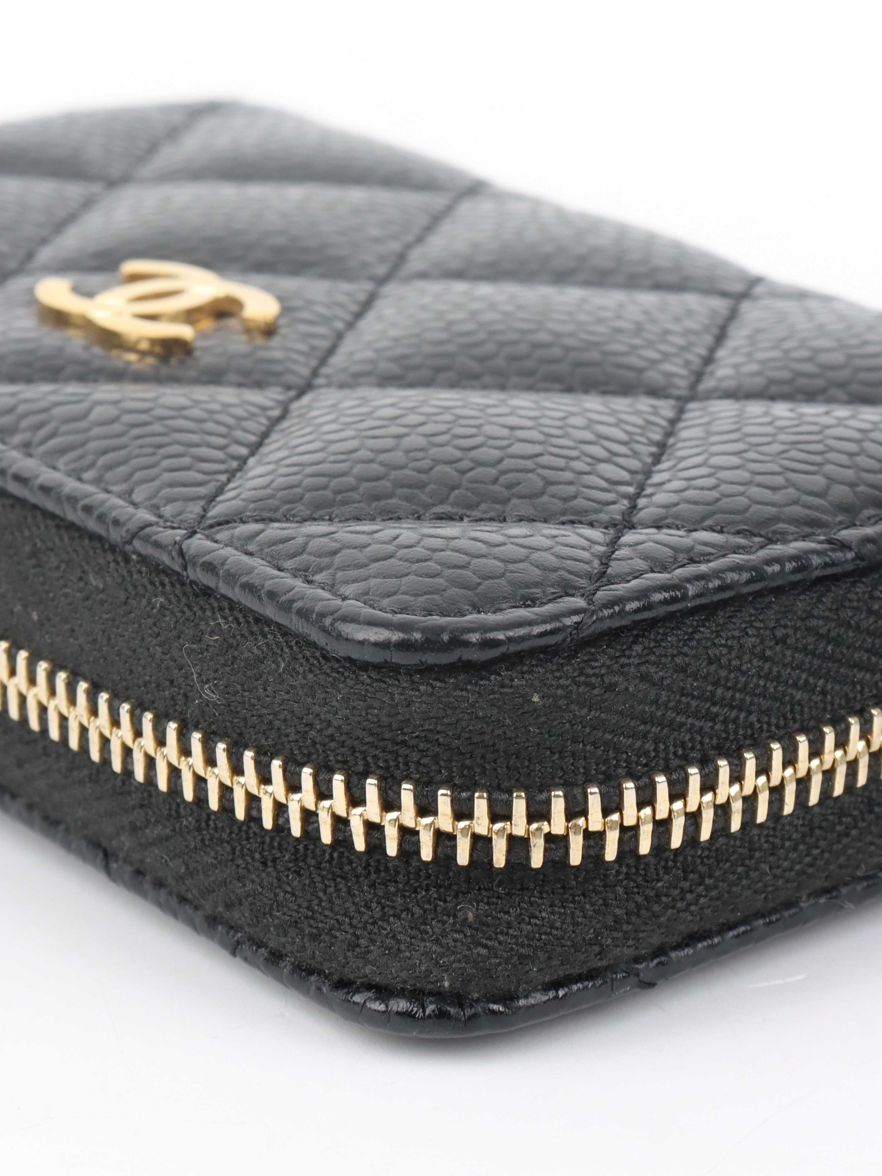 Chanel Black Caviar Zip Card Holder.
