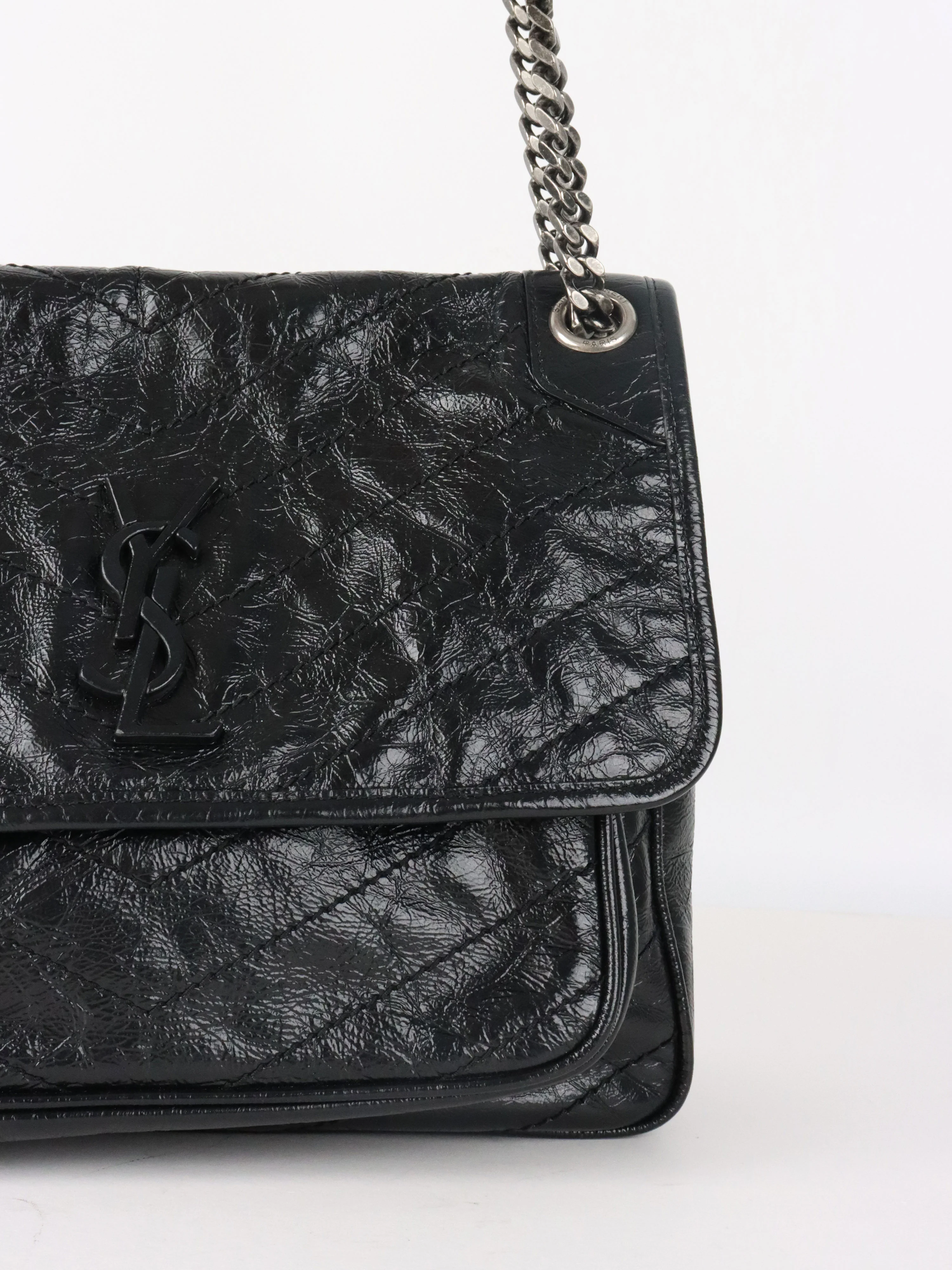 Saint Laurent Black Vintage Leather Medium Niki Bag