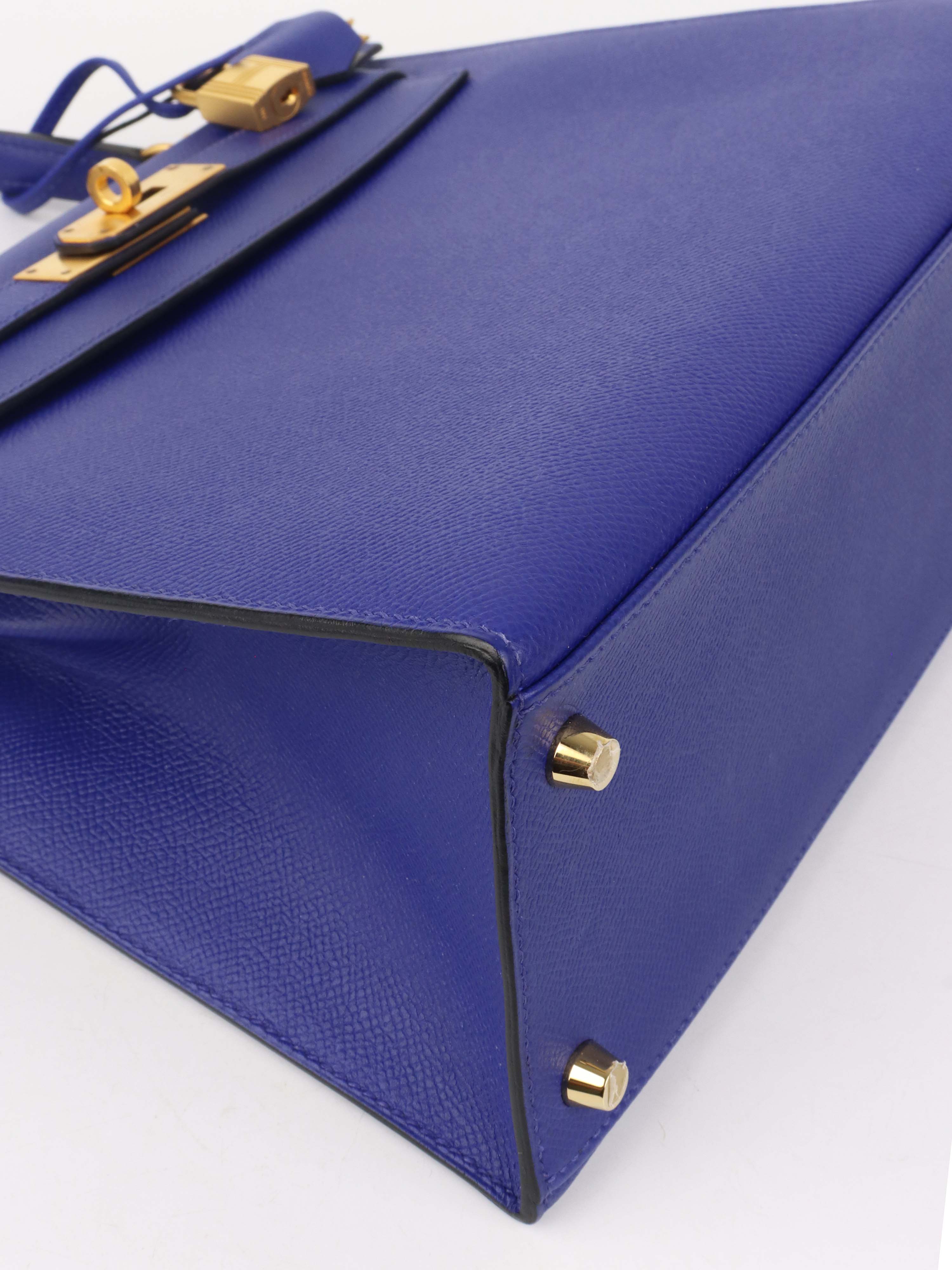 Hermes Kelly 28 Epsom in Blue Electric Stamp A GHW.