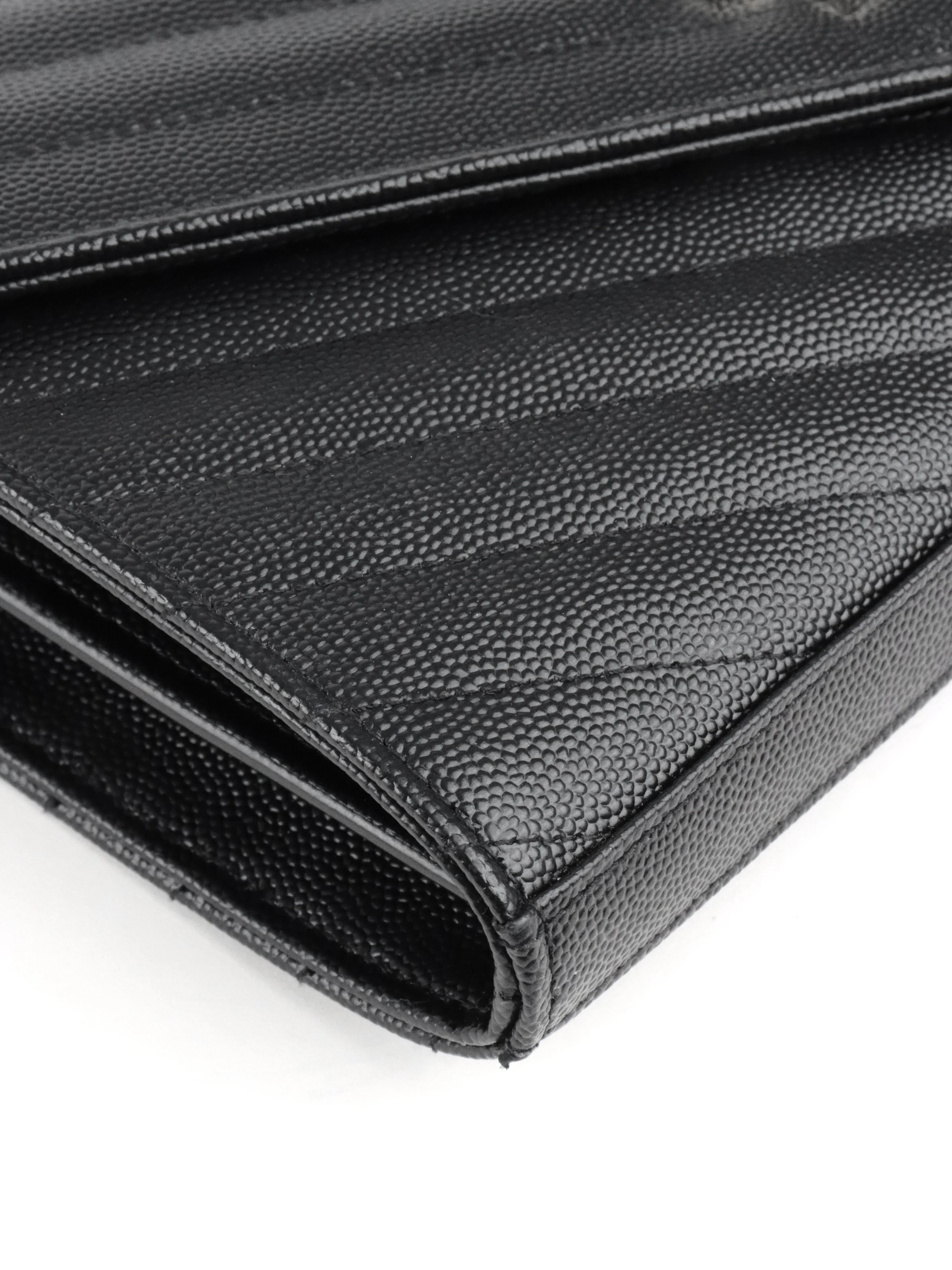 Saint Laurent Black Cassandre Envelope Chain Wallet
