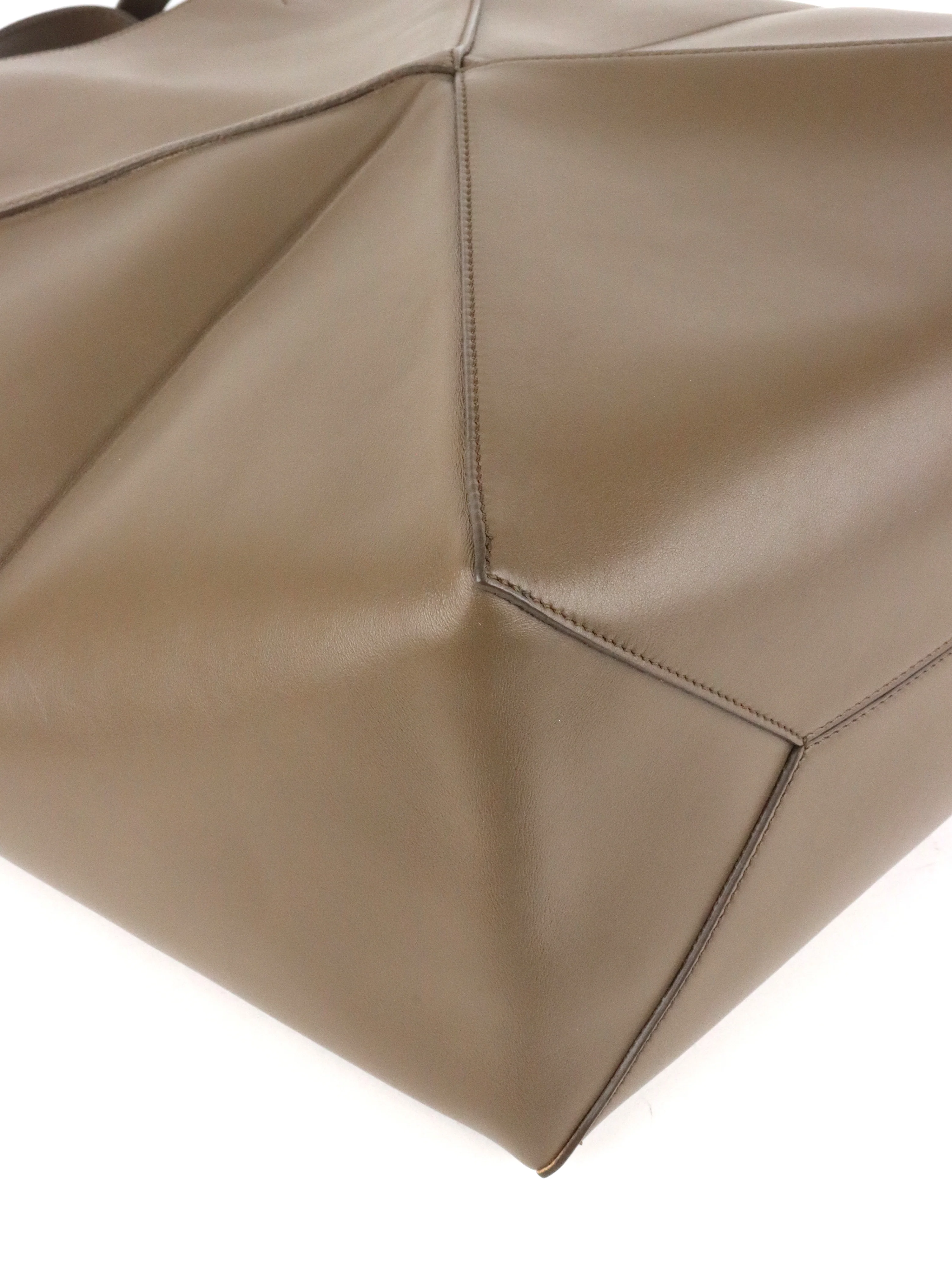 Loewe Large Dark Brown Puzzle Panelled Leather Tote Bag