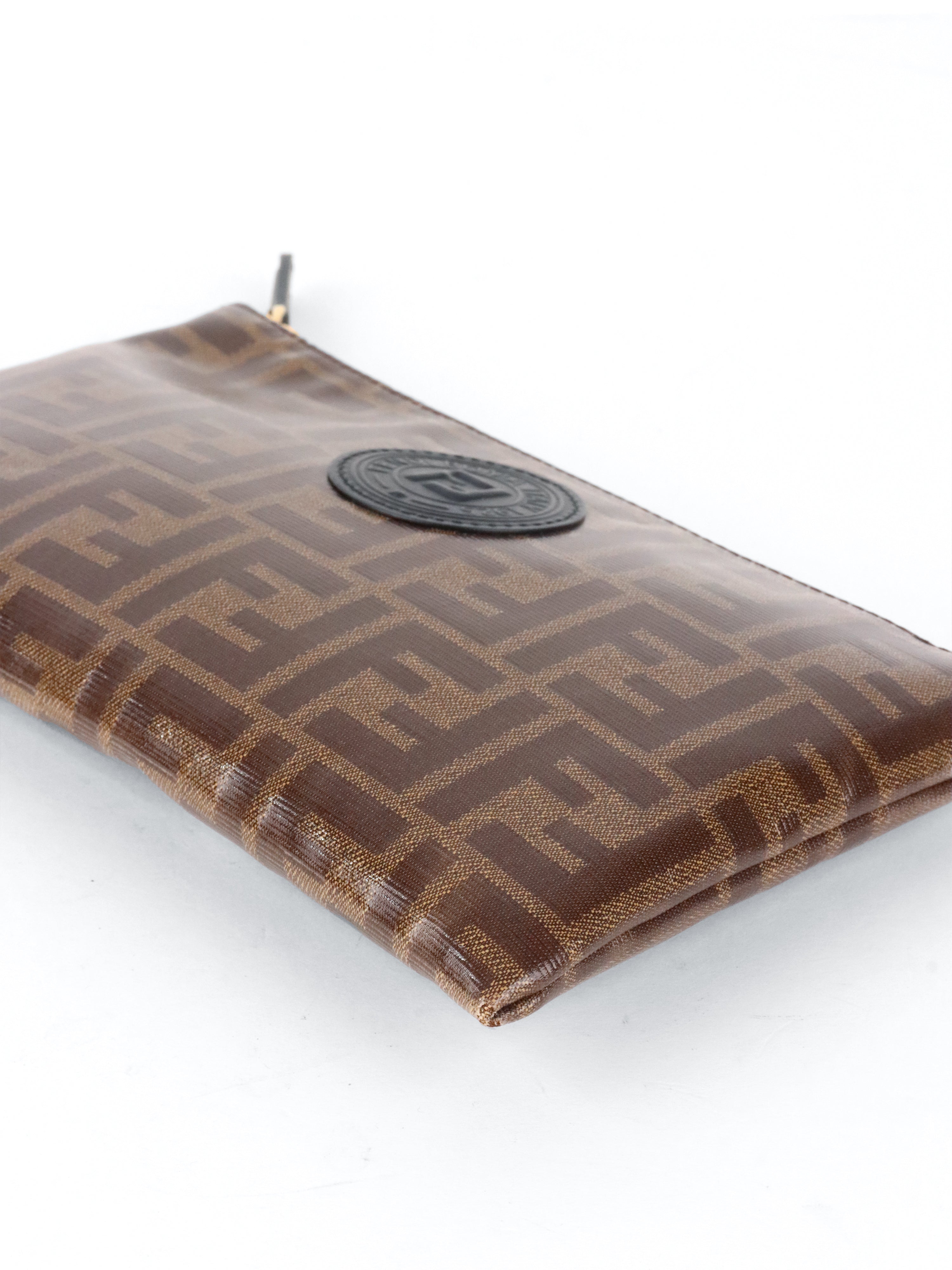 Fendi Glazed Brown FF Zucca Flat Pouch