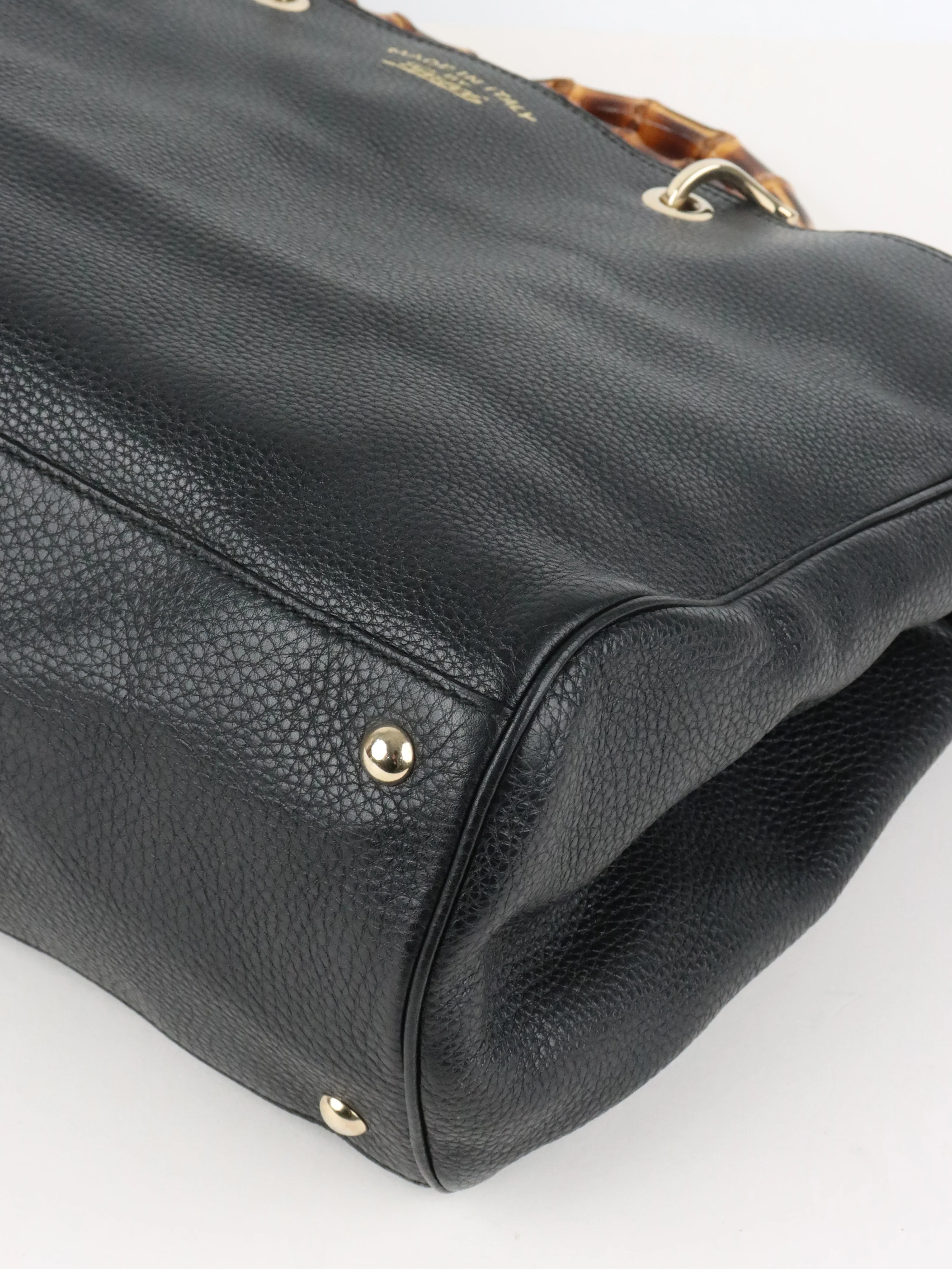 Gucci Bamboo Handle Large Black Leather Shopper Tote