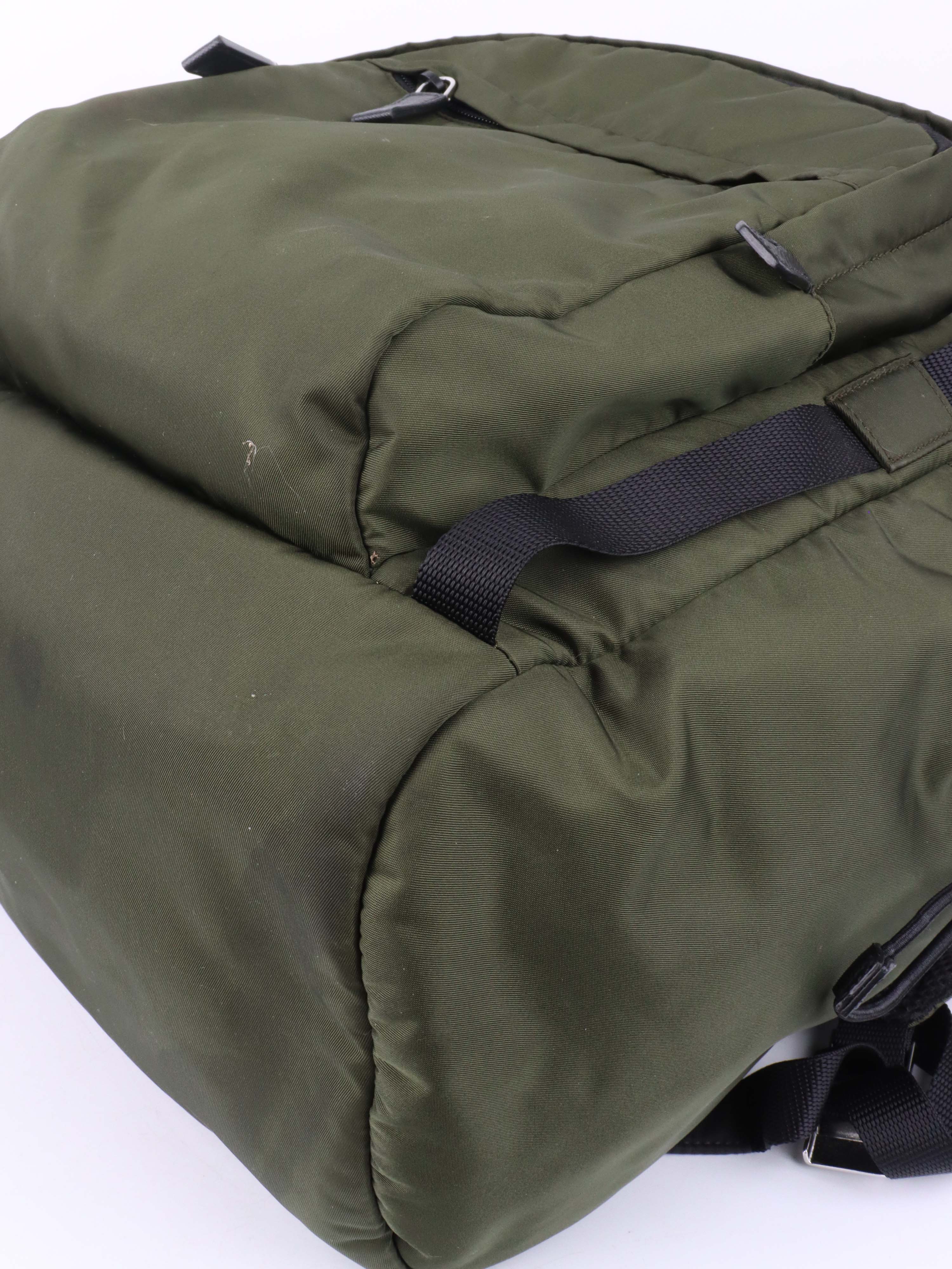 Prada Green Nylon Buckled Backpack.