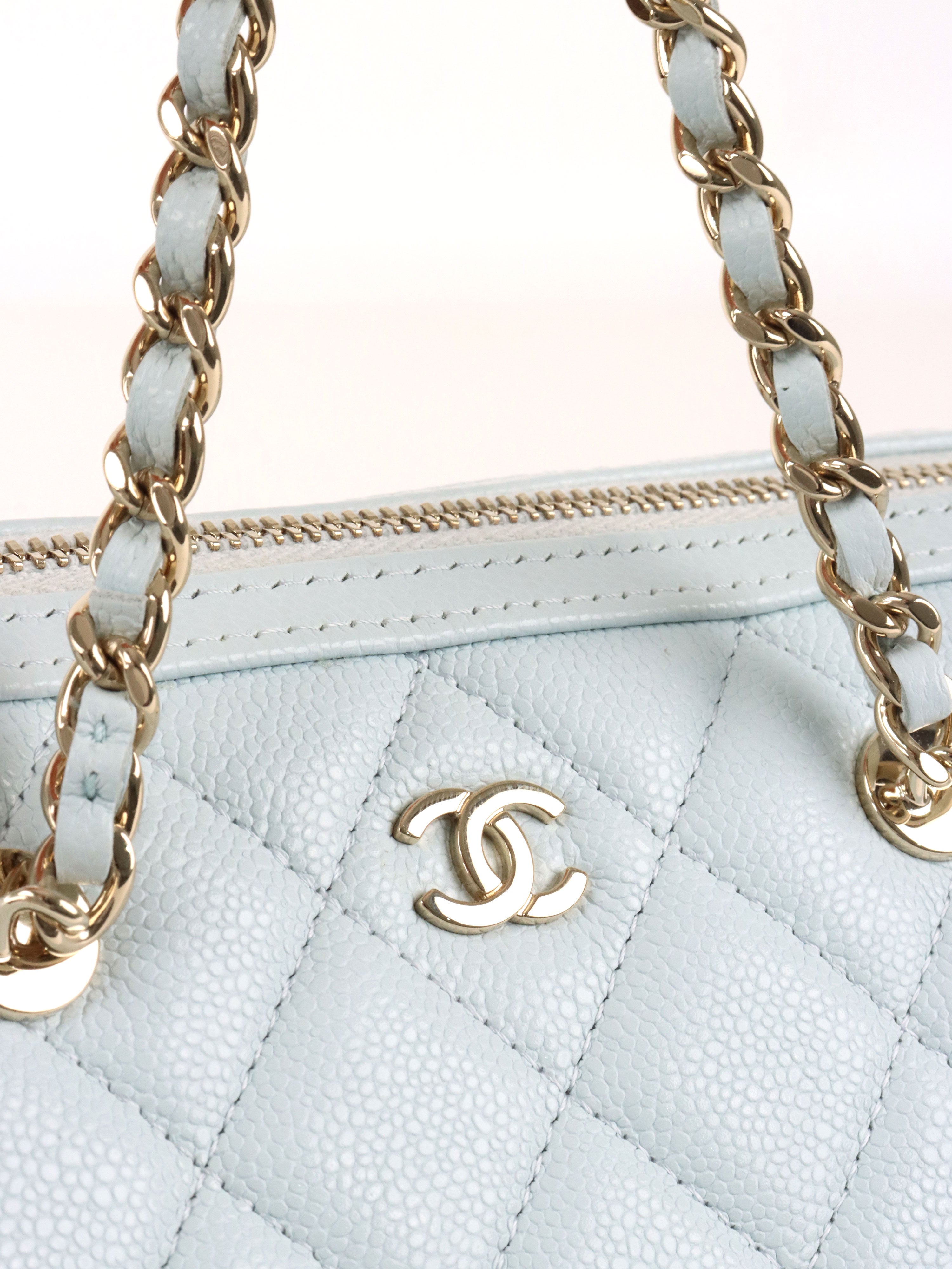 Chanel 25P Pastel Blue Mini Bowling Bag LGHW