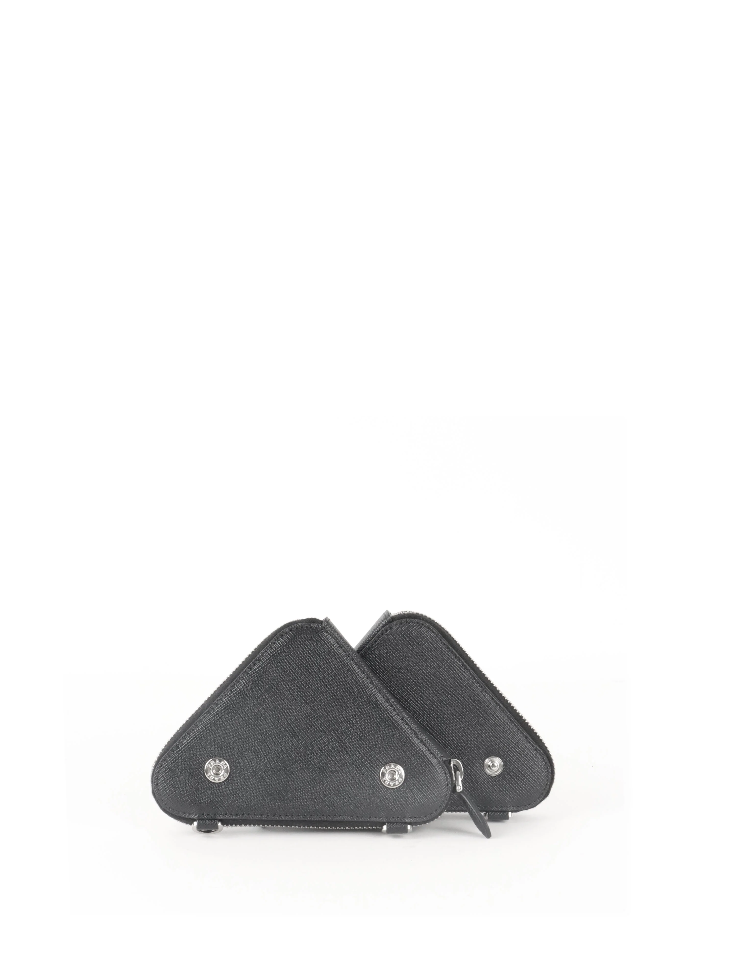 Prada Saffiano Triangle Mini Pouch Bag.