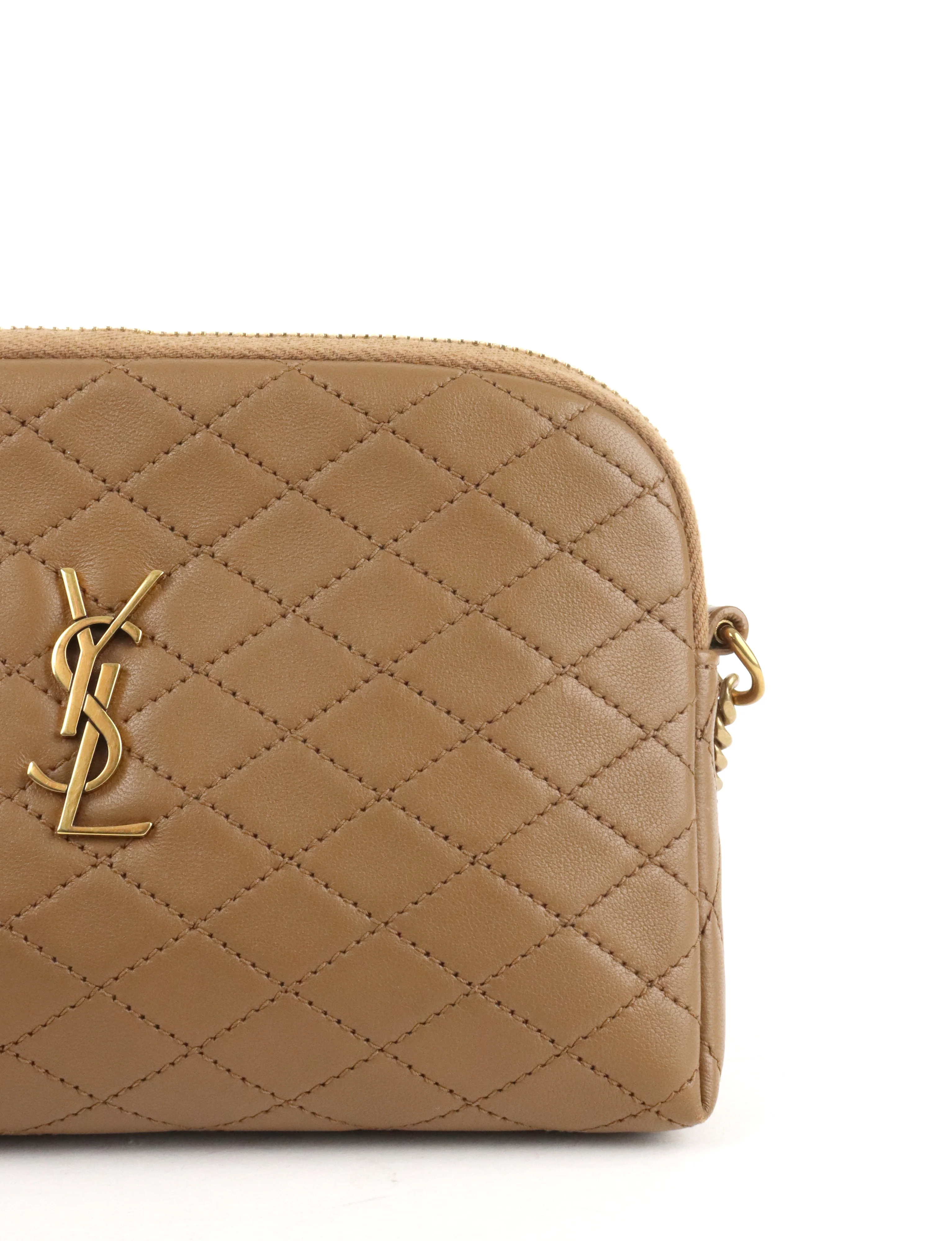 Saint Laurent Brown Gaby Quilted Chain Pouch