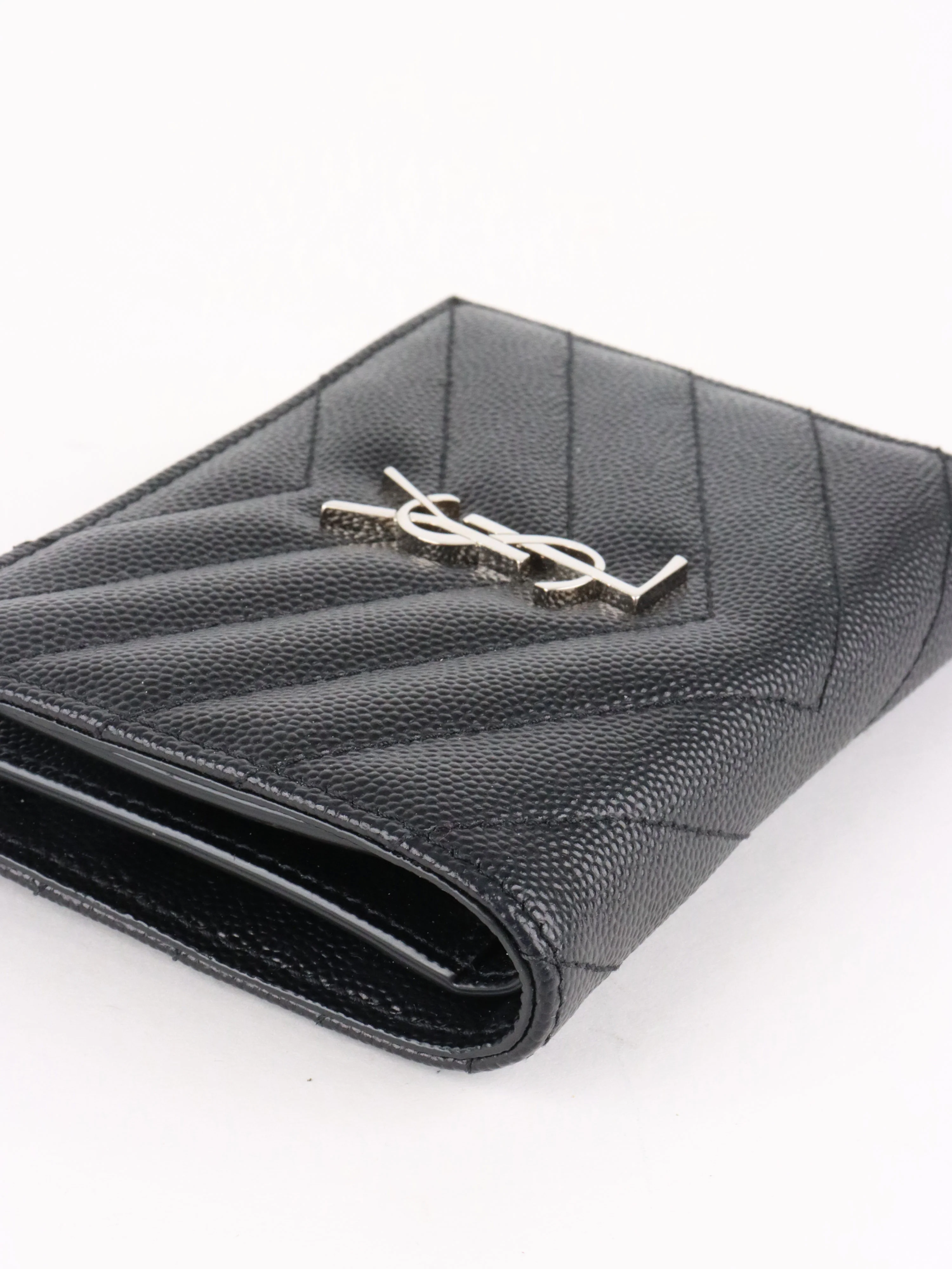 Saint Laurent Zipped Black Leather Wallet SHW