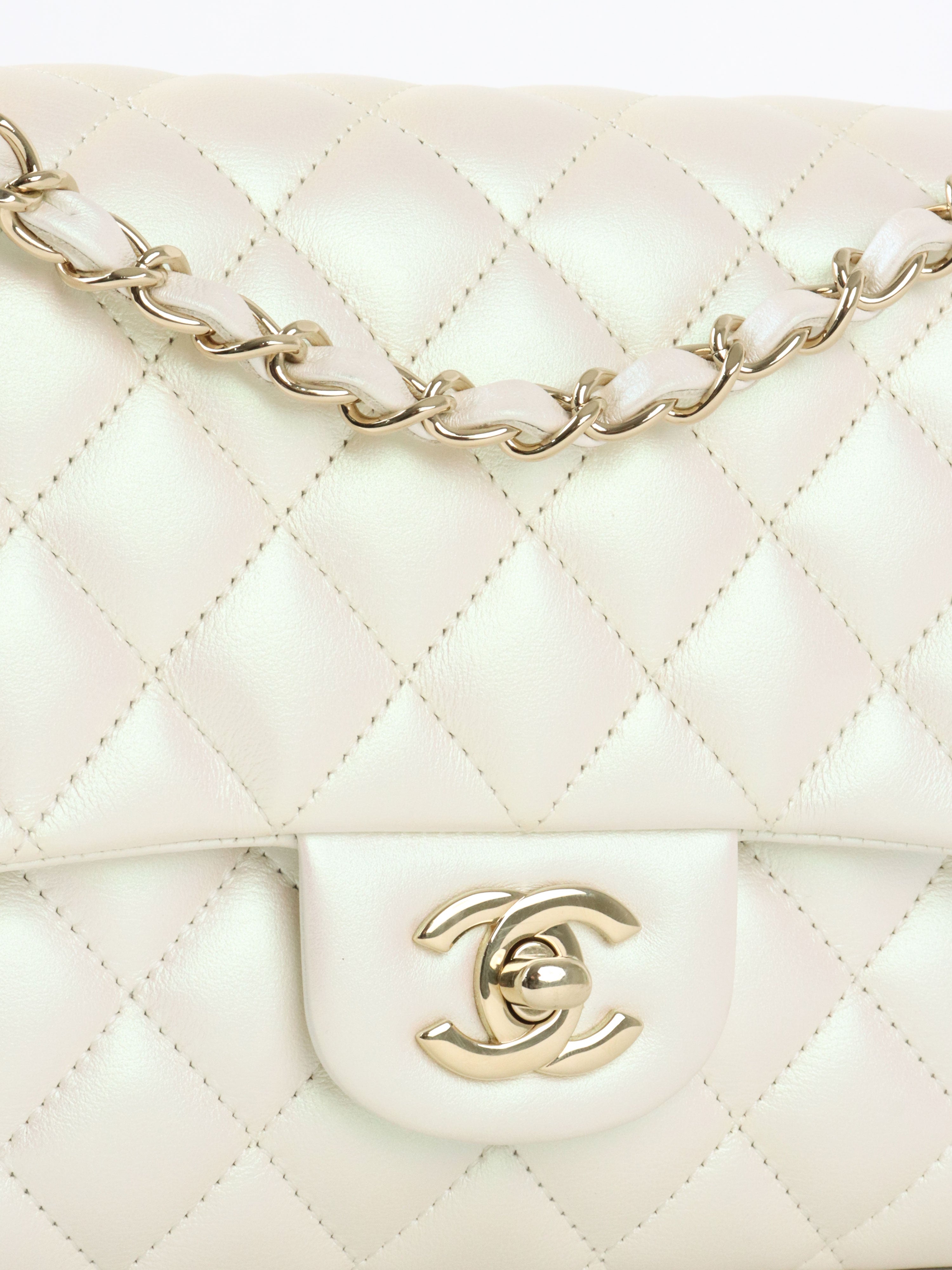 Chanel Ivory Irridecent Medium Classic Flap LGHW