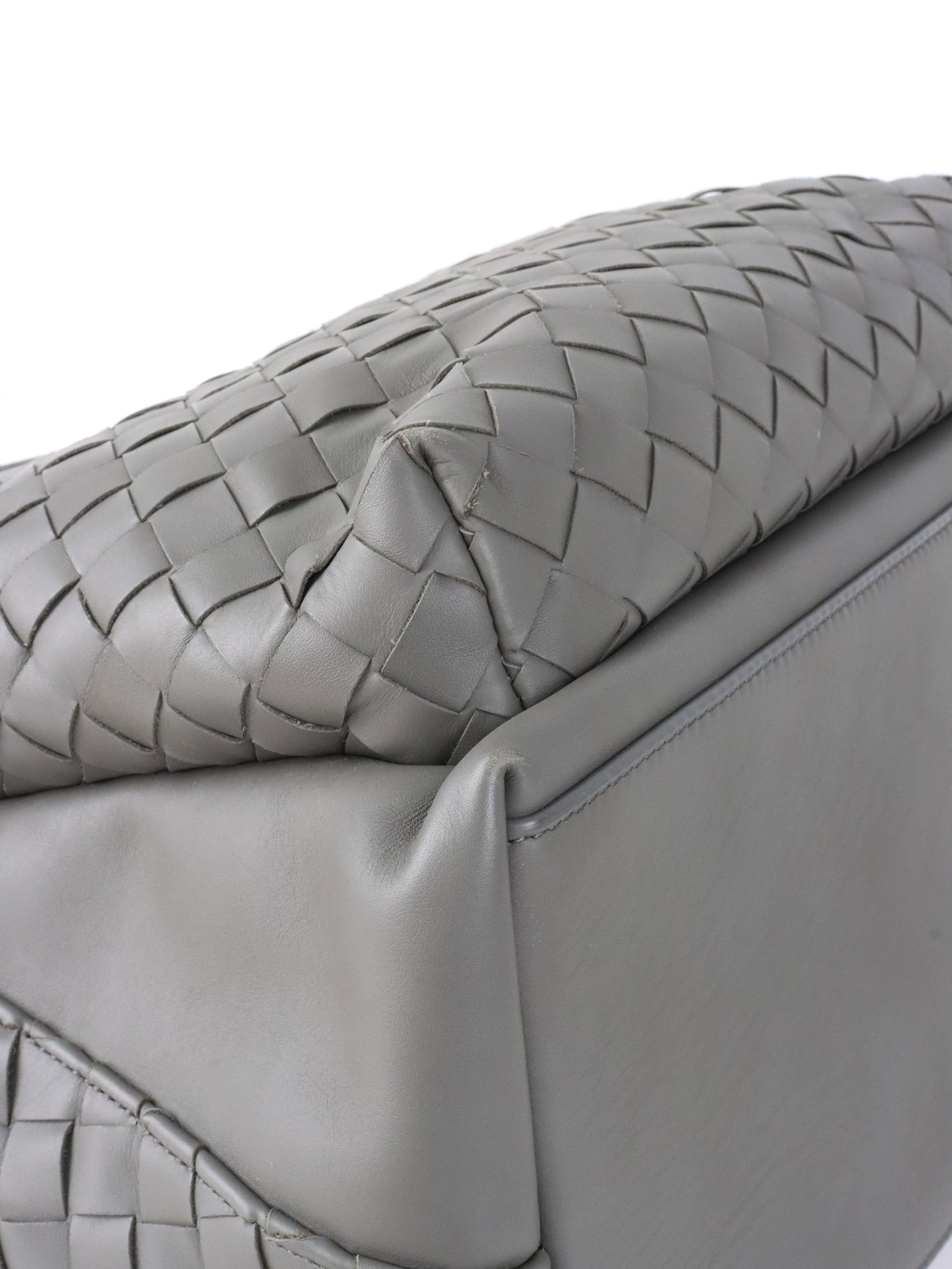 Bottega Veneta Grey Intrecciato Leather Backpack