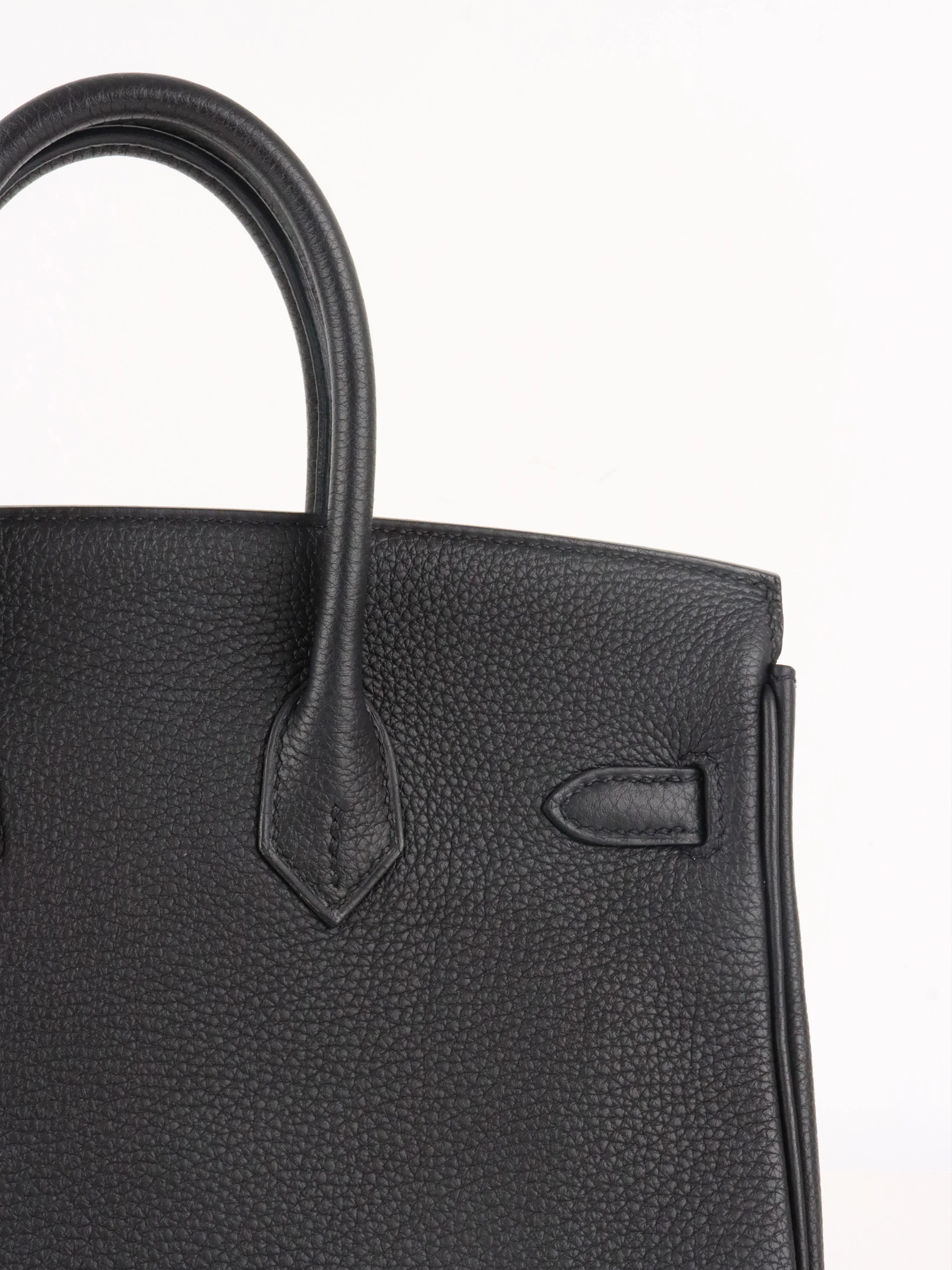 Hermes Noir Birkin 25 Togo Leather GHW Stamp Y