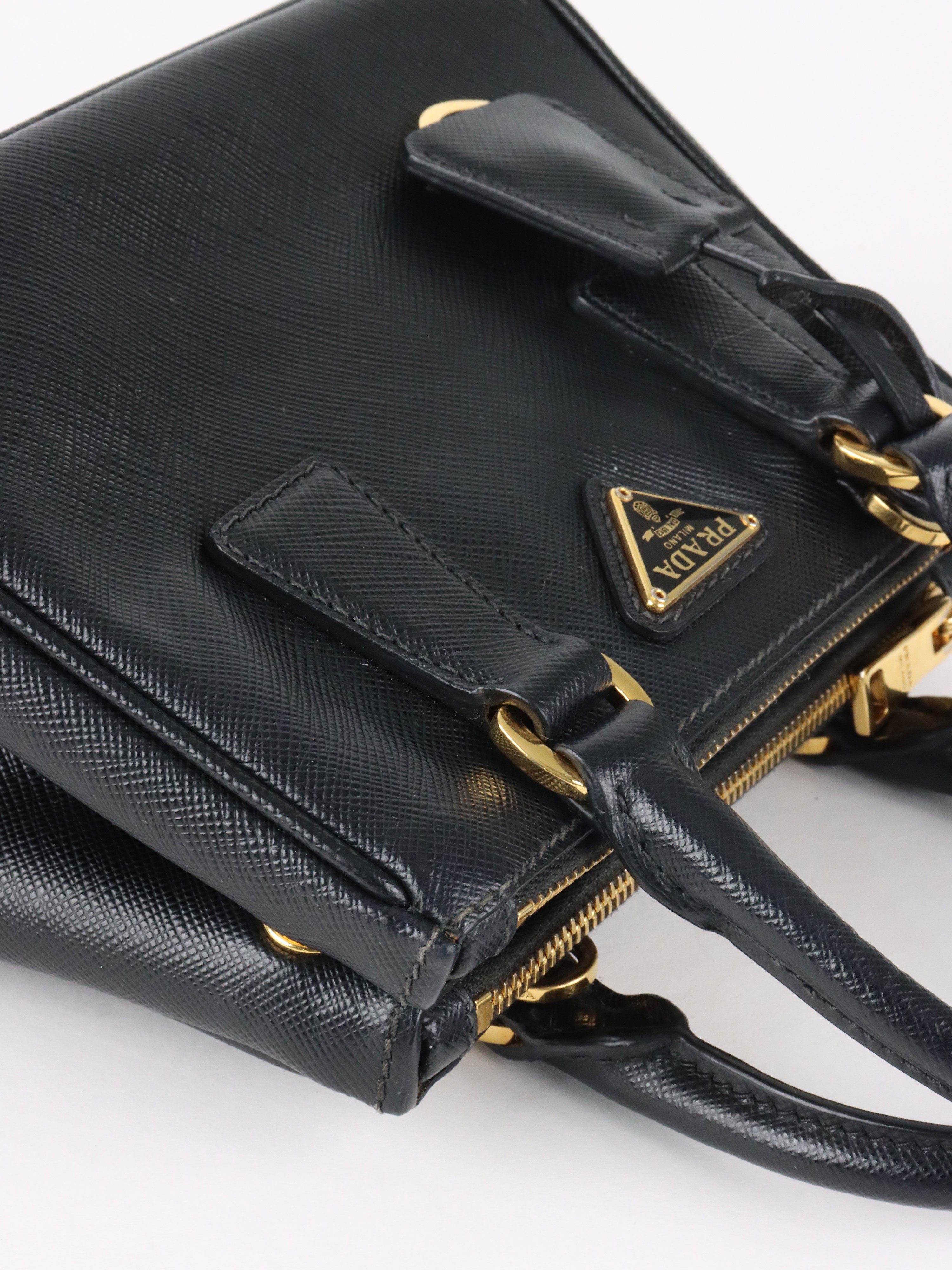 Prada Black Mini Galleria Patent Saffiano Bag