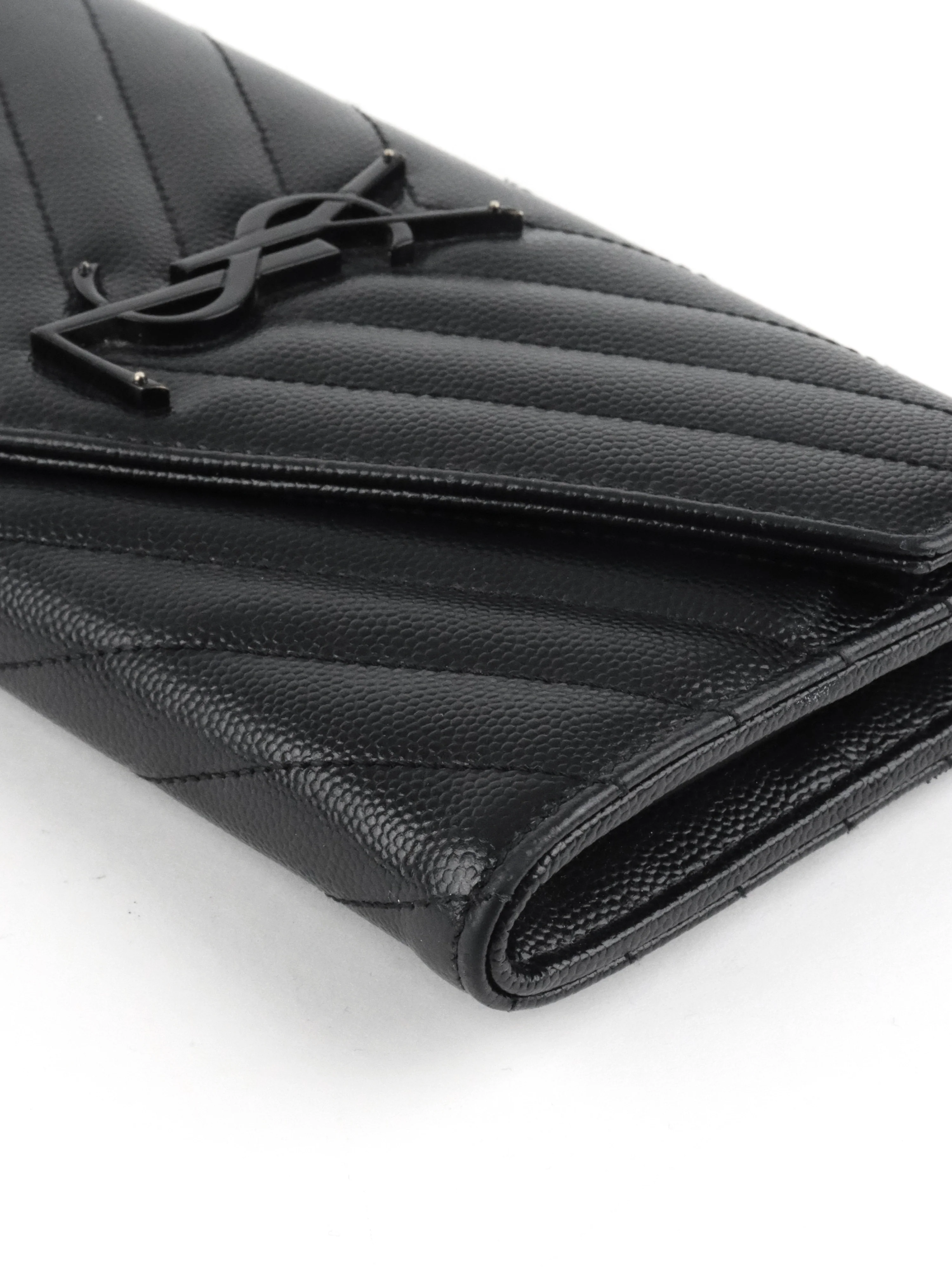 Saint Laurent Black Cassandre Matelasse Large Flap Wallet