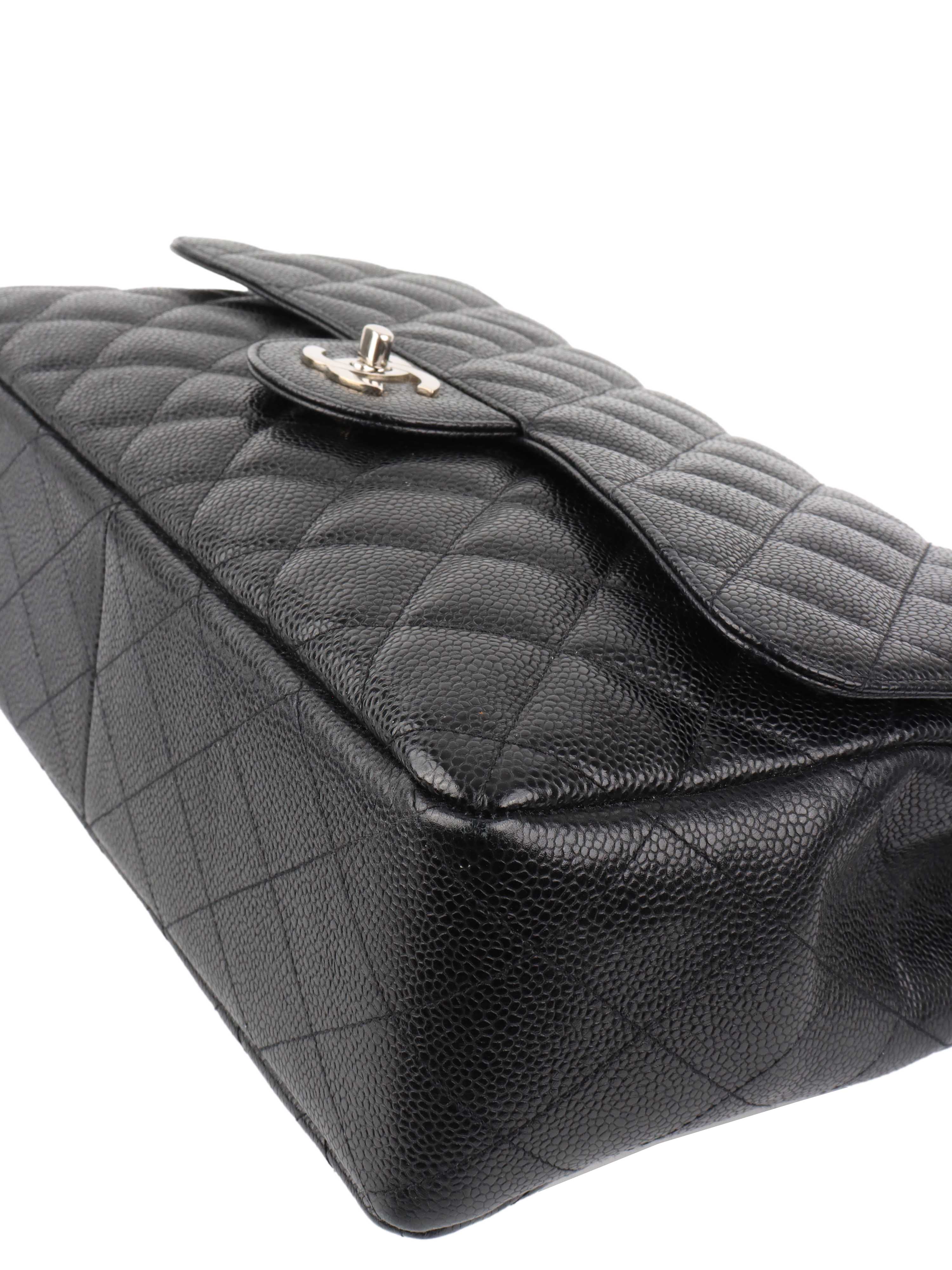 Chanel Black Jumbo Caviar Single Classic Flap.