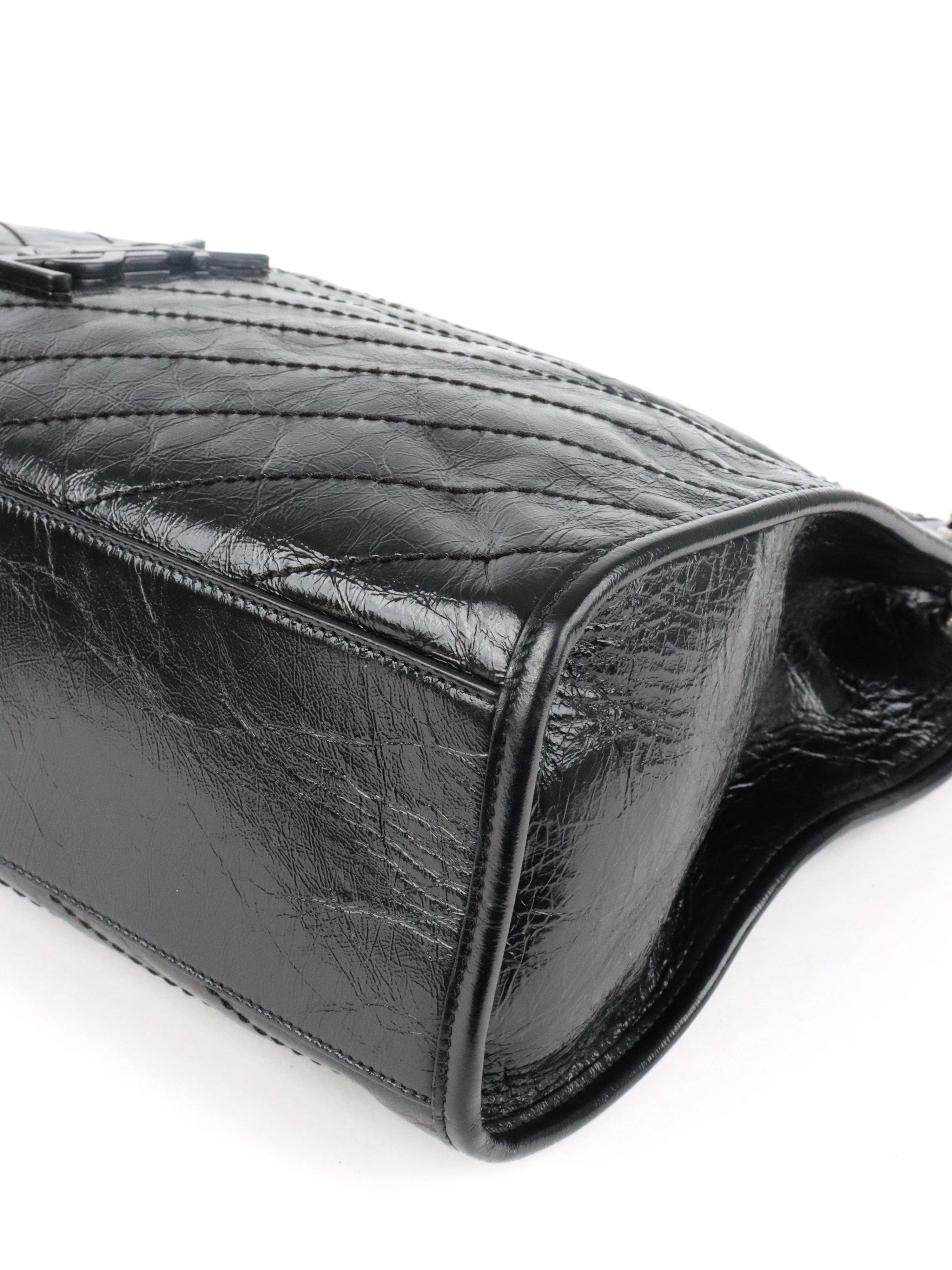 Saint Laurent Black Vintage Leather Niki Shopping Tote