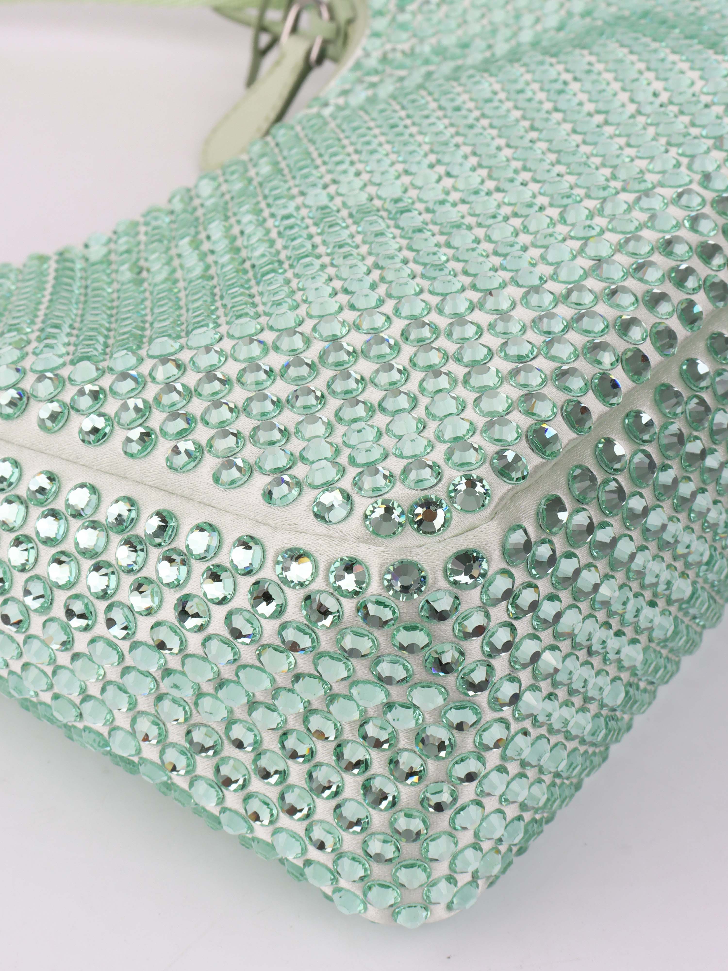 Prada Mint Green Crystal Re-Edition 2000 Shoulder Bag.