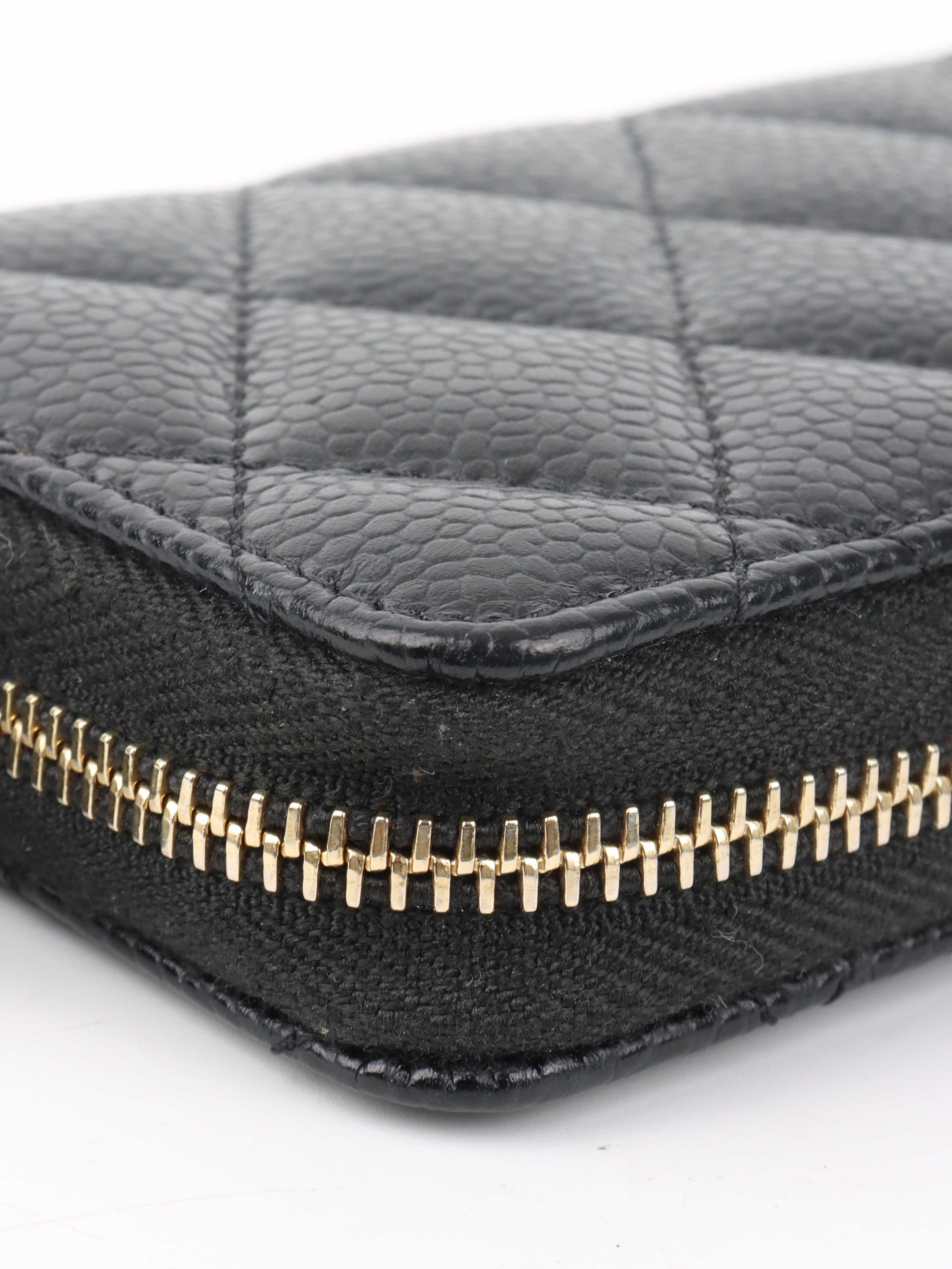 Chanel Black Caviar Zip Card Holder.