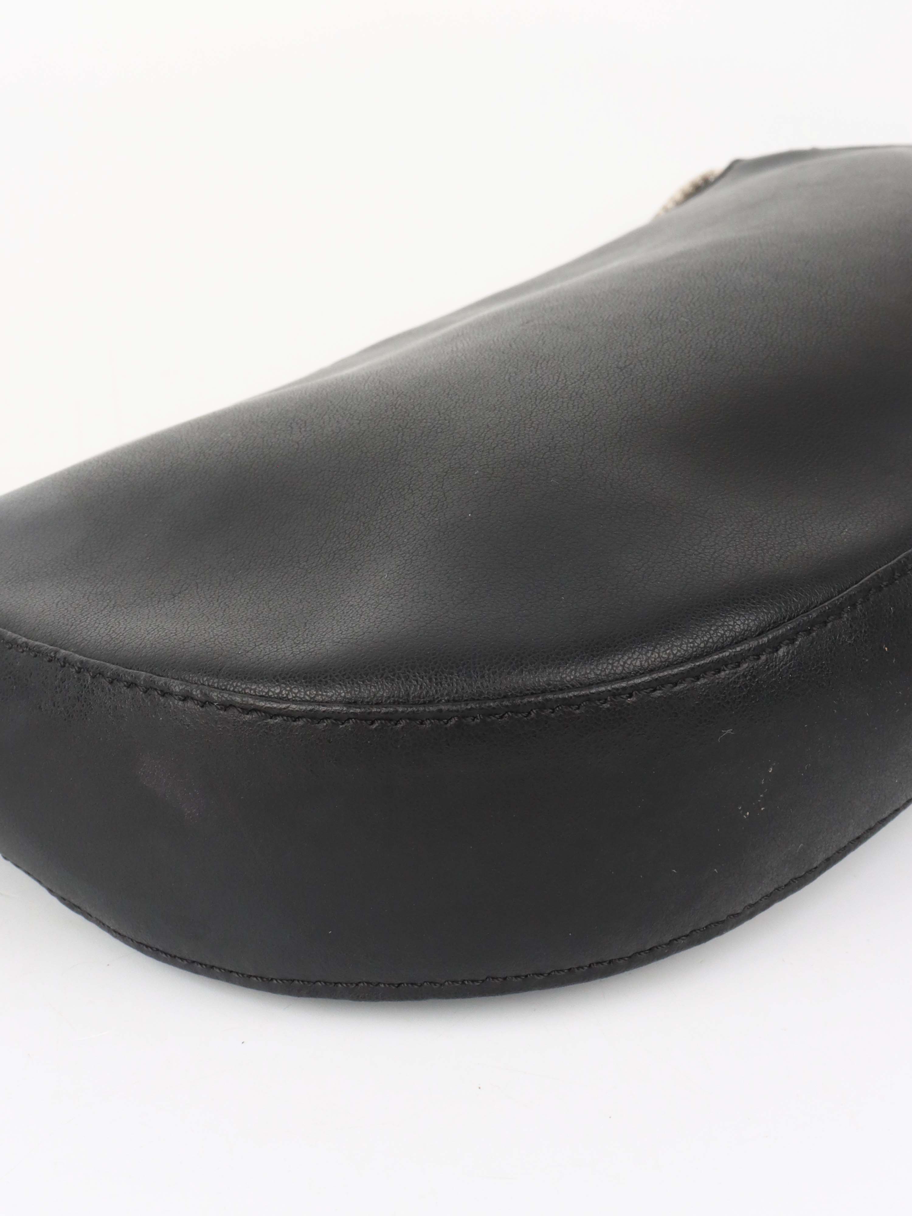 Versace Black Leather Shoulder Bag with Silver Chain.