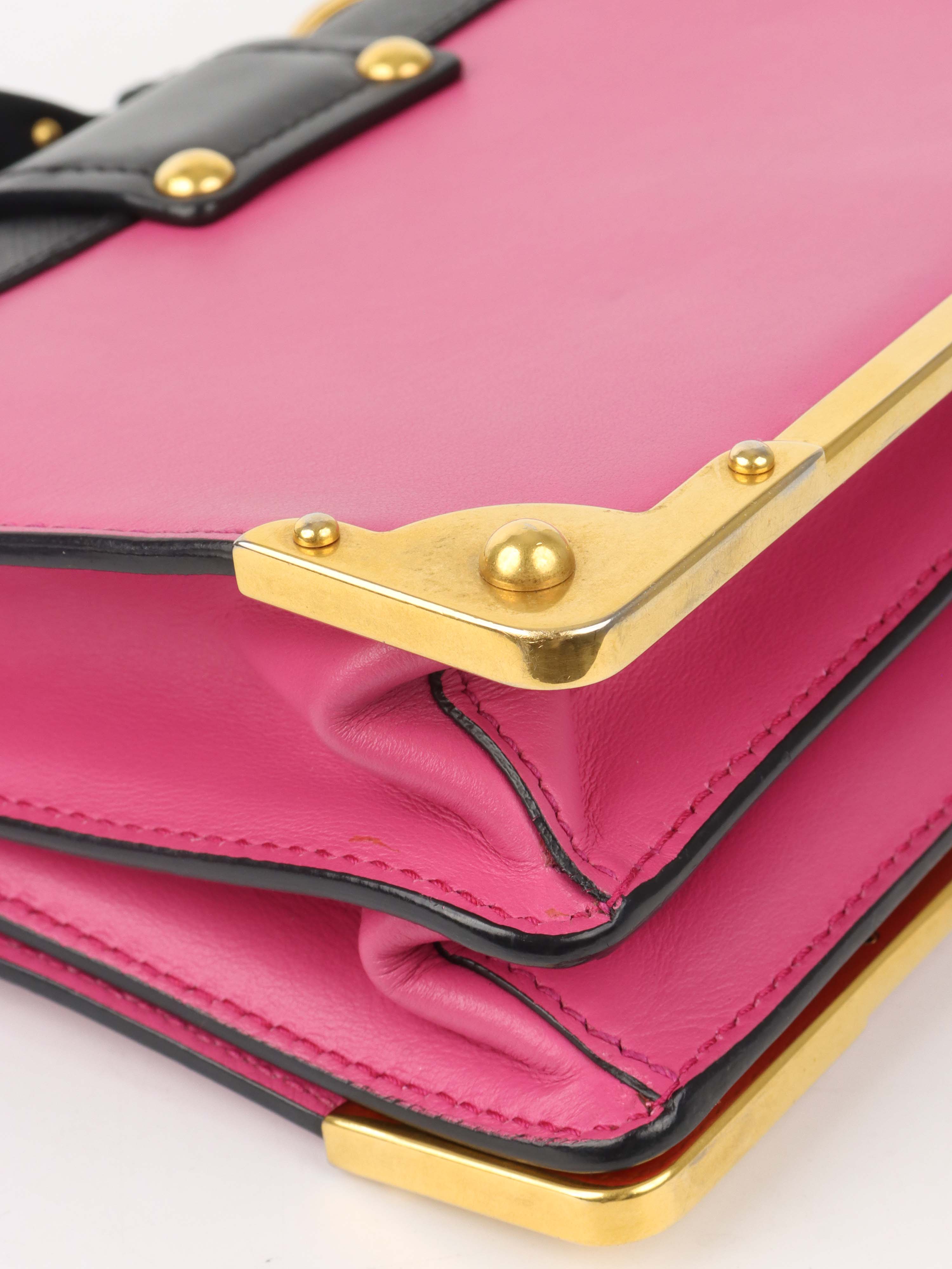 Prada Pink Cahier Leather Crossbody Bag.