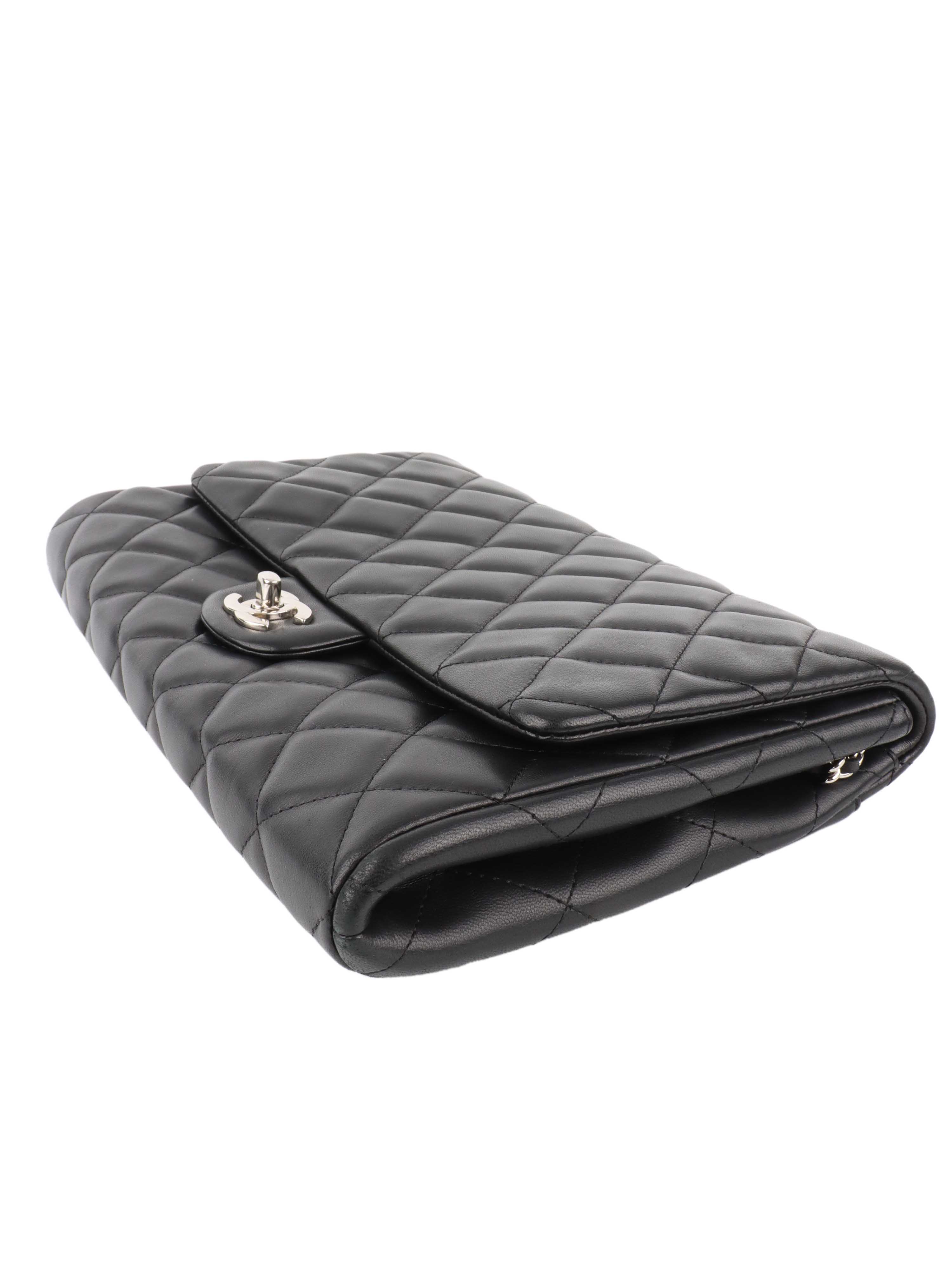 Chanel Black Lambskin Shoulder Clutch.