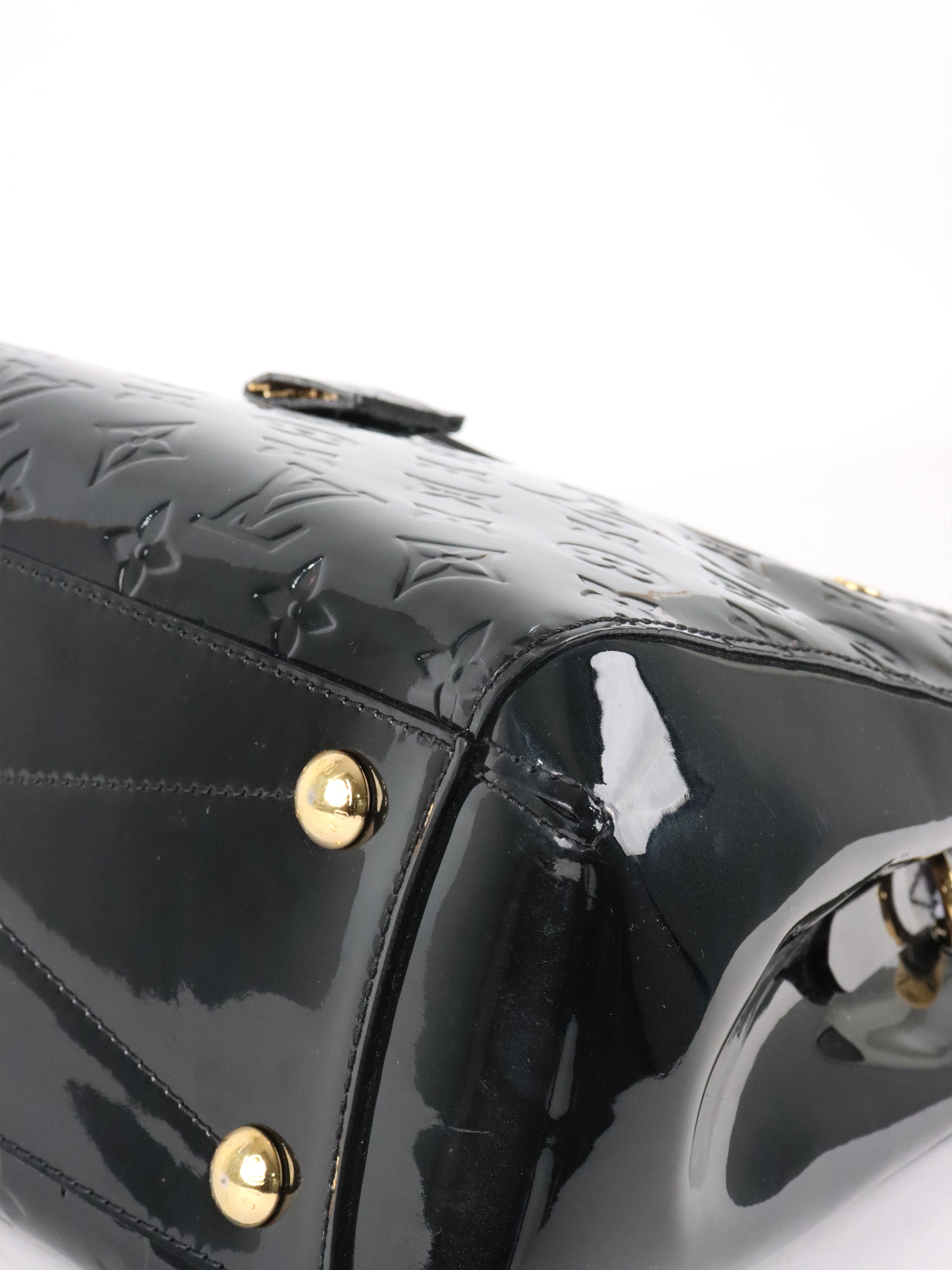 Louis Vuitton Black Monogram Vernis Montaigne MM Satchel Bag