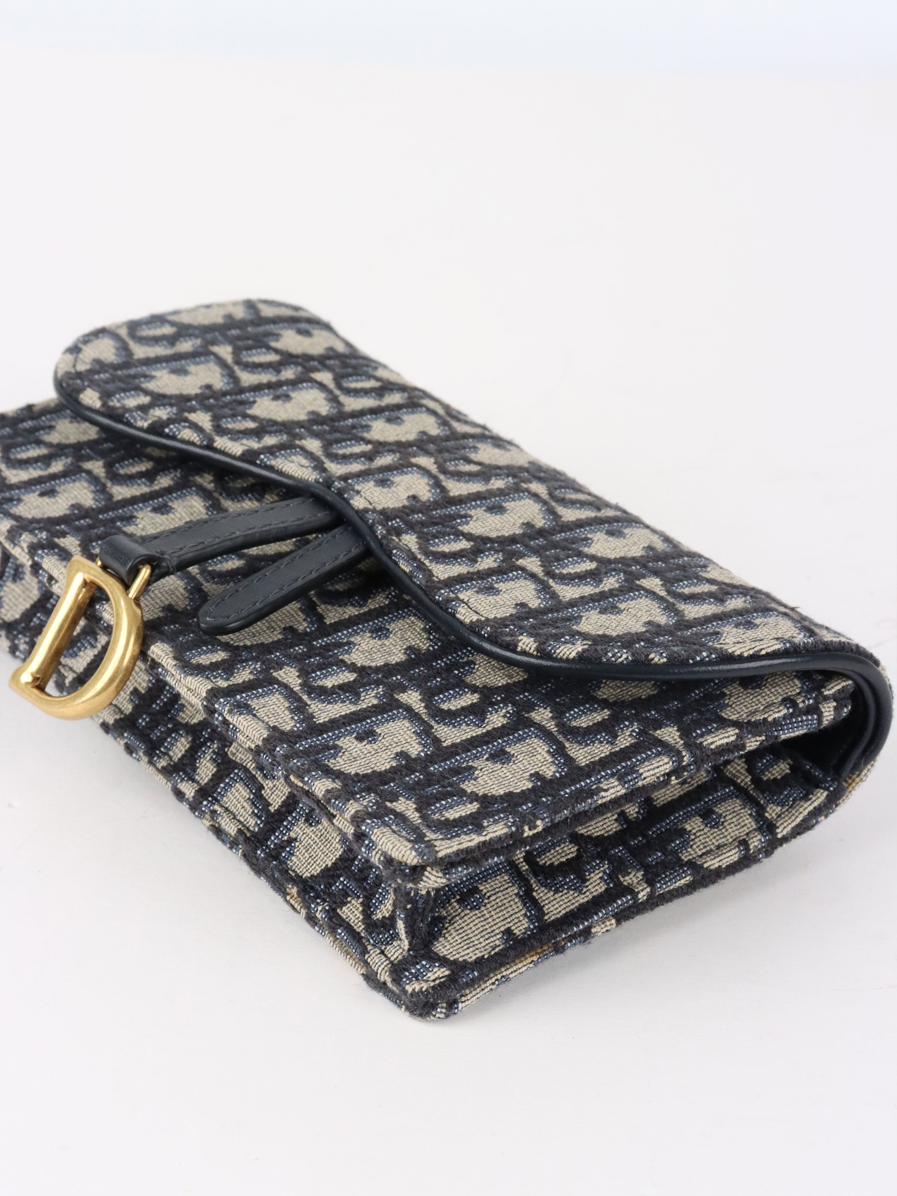 Dior Navy Oblique Saddle Belt Bag