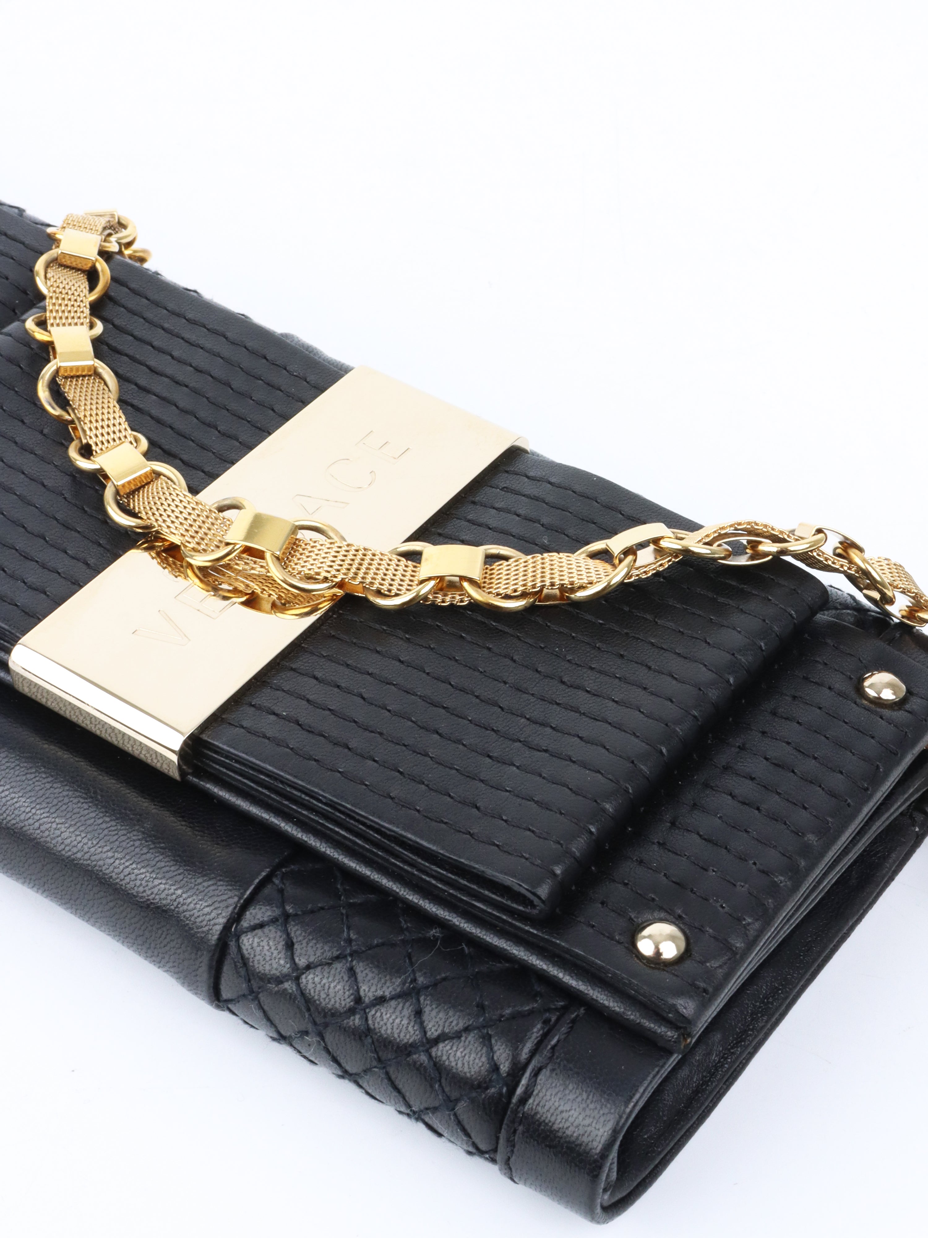 Versace Black Long Thin Clutch.