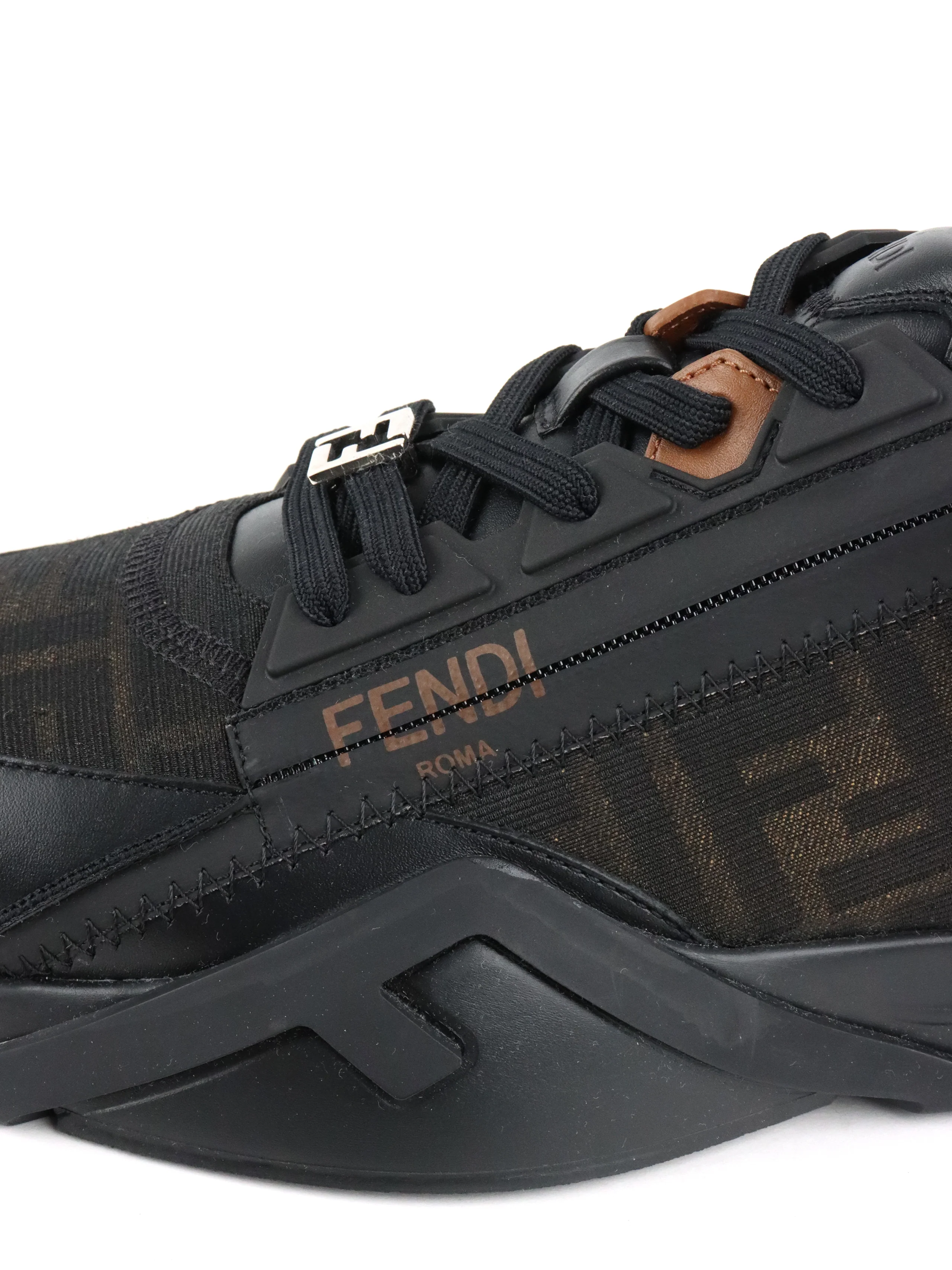 Fendi Brown Black Flow Low-top Sneakers size UK8
