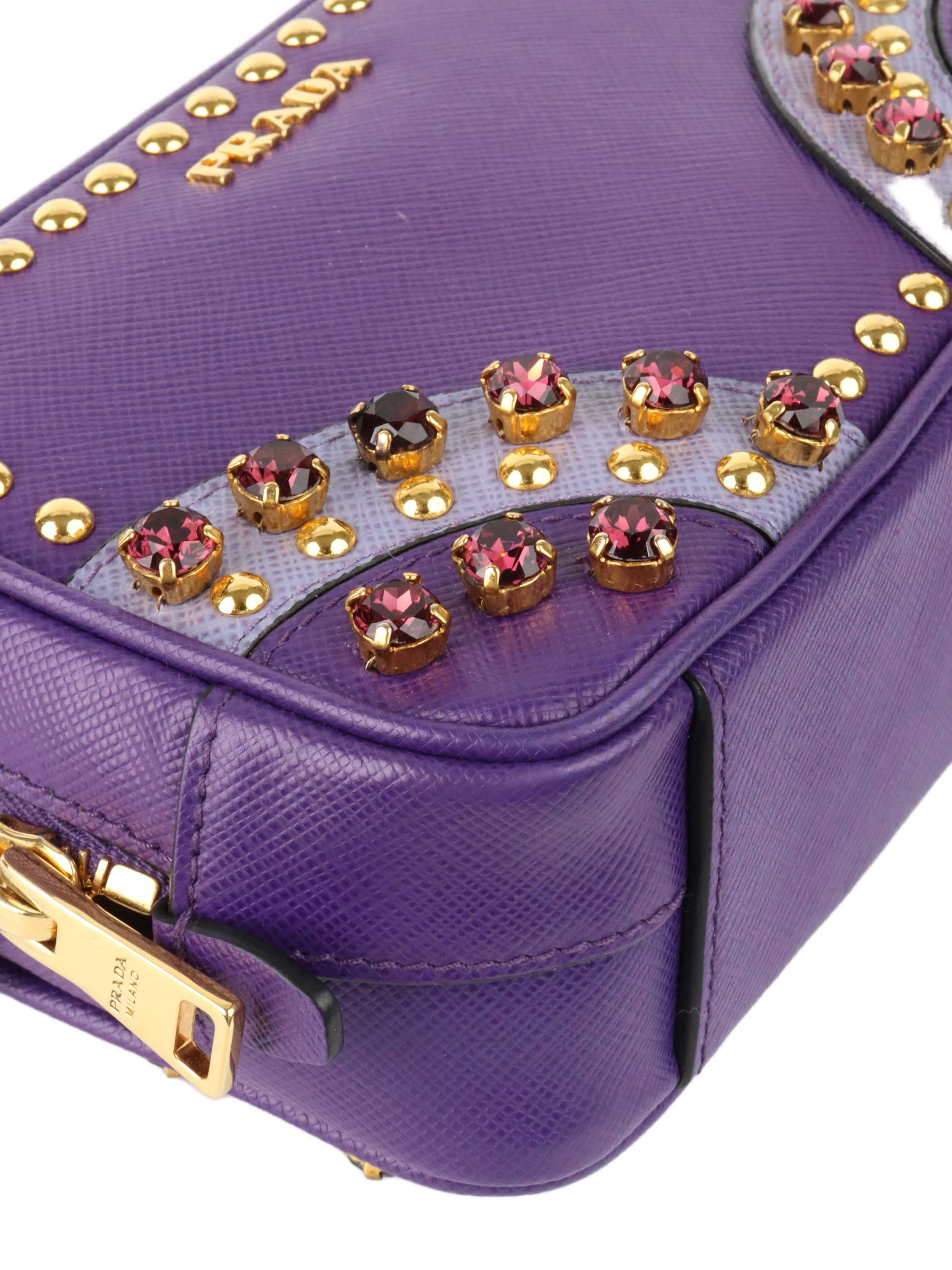 Prada Small Purple Saffiano Crossbody Bag.