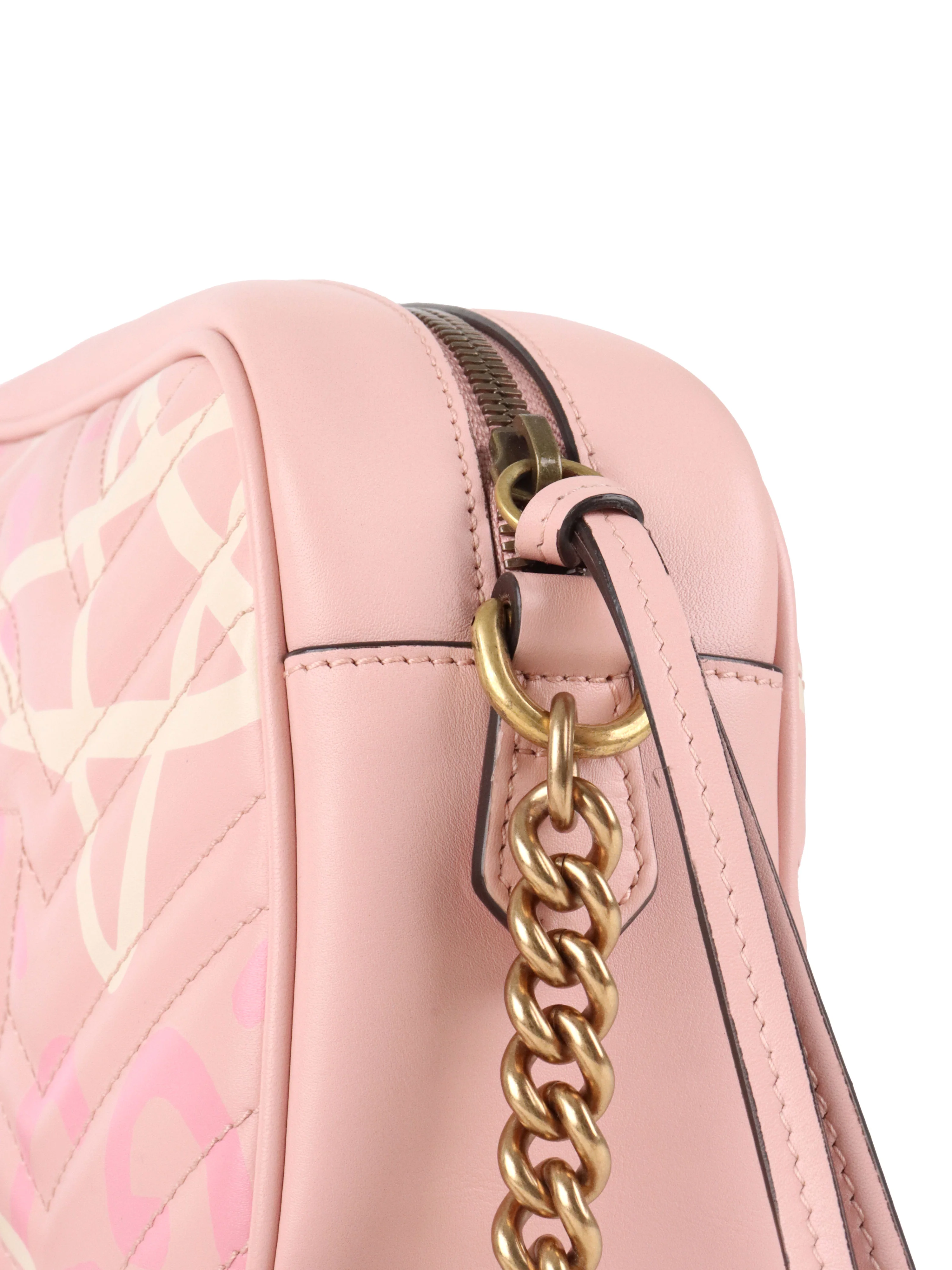 Gucci Pink Small GG Ghost Marmont Matelasse Camera Bag