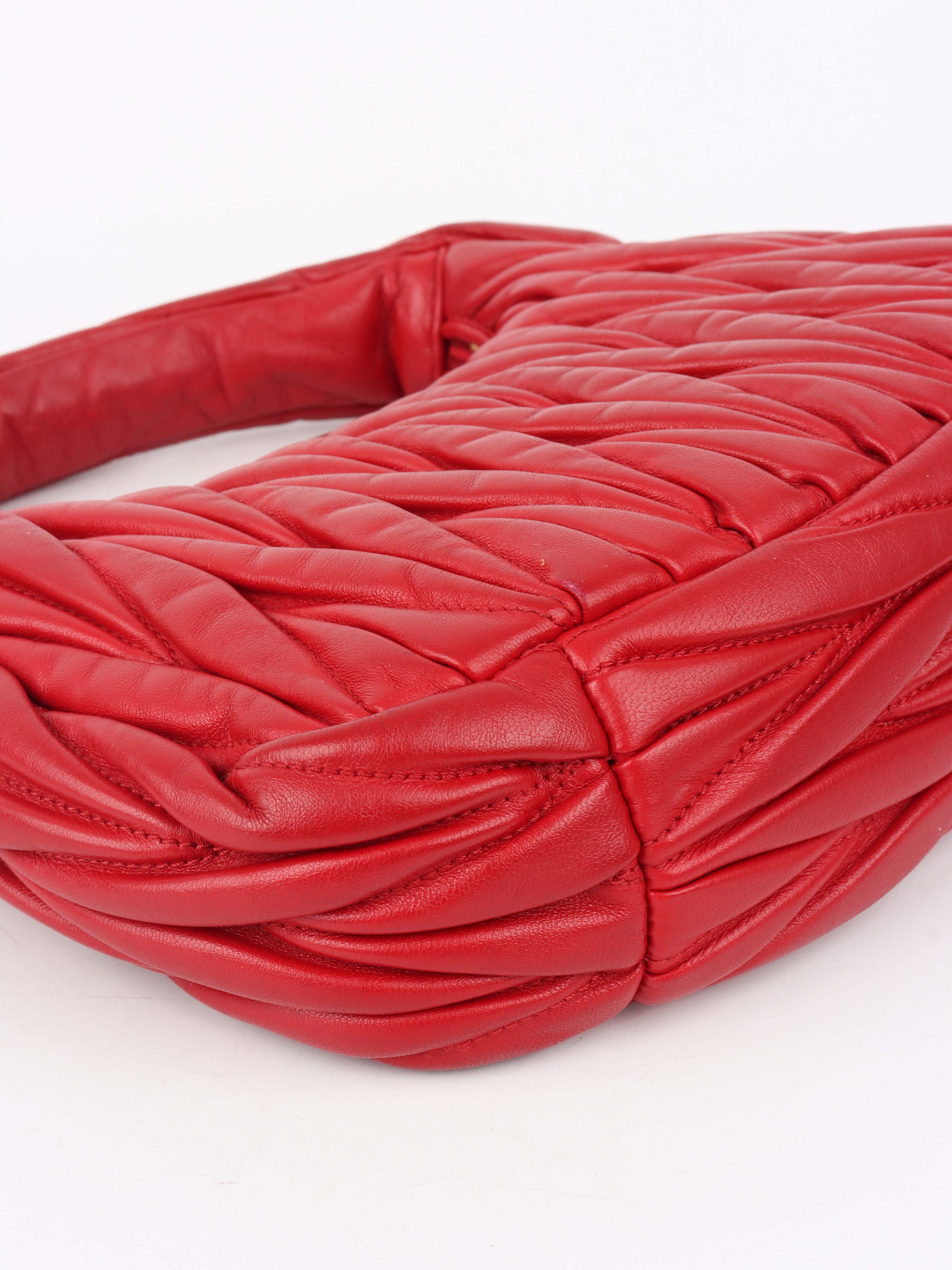 Miu Miu Small Red Wander Matelassé Bag.
