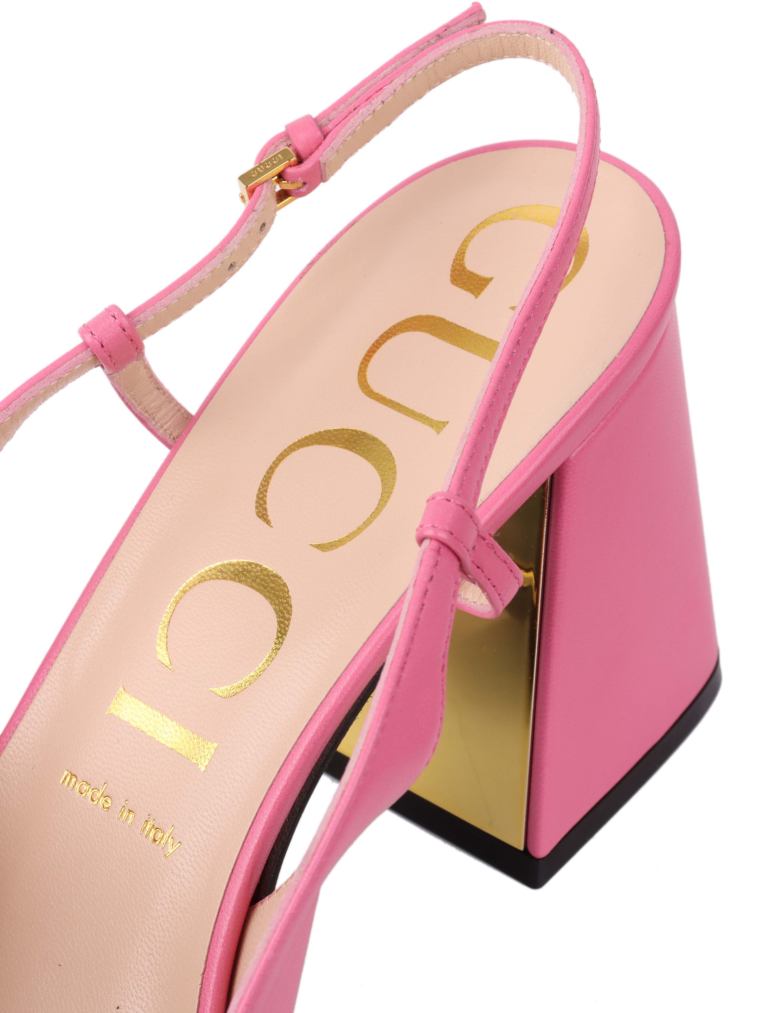 Gucci Pink Horsebit Slingback Pumps.
