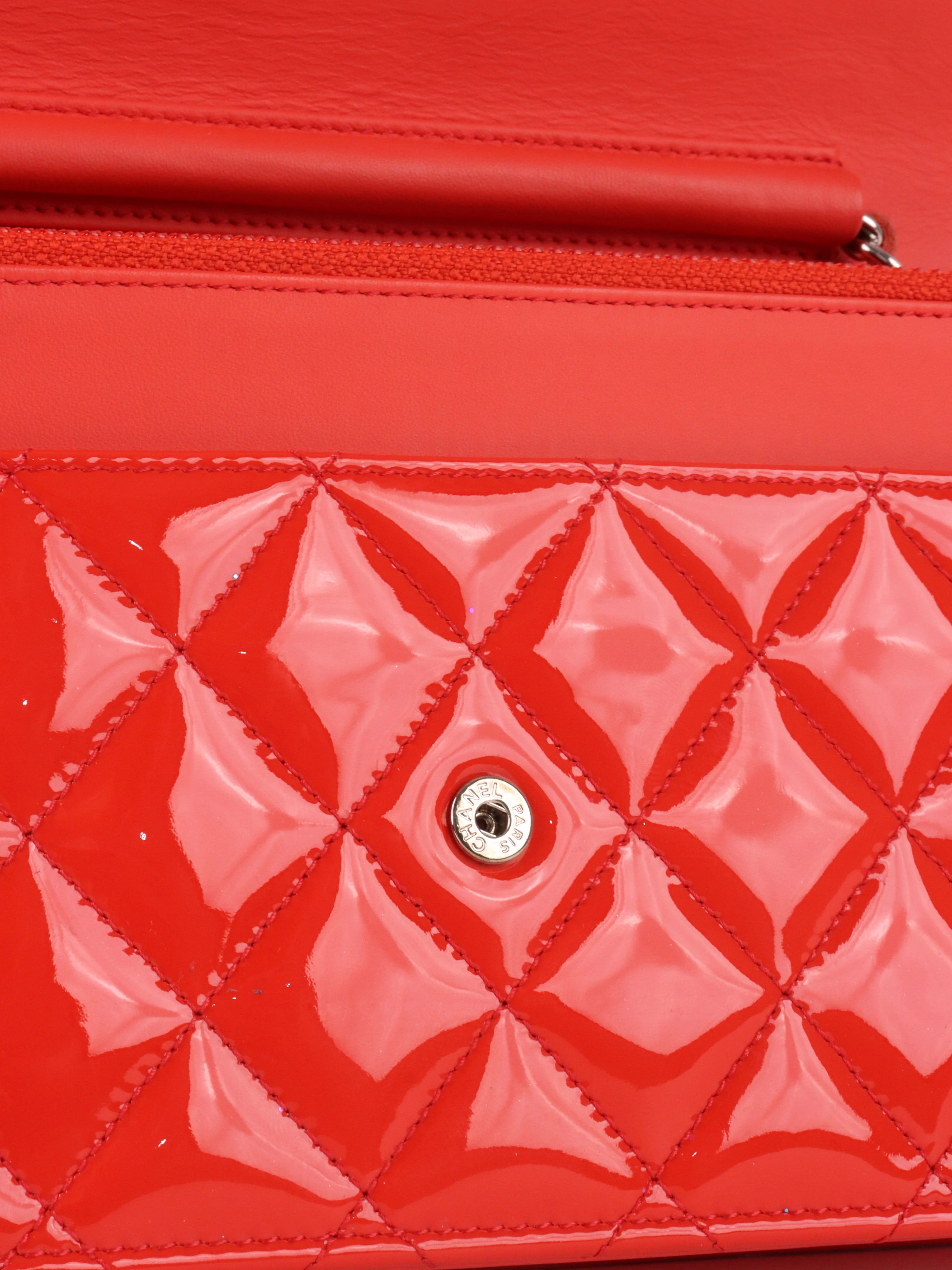 Chanel Red Patent Wallet on Chain SHW
