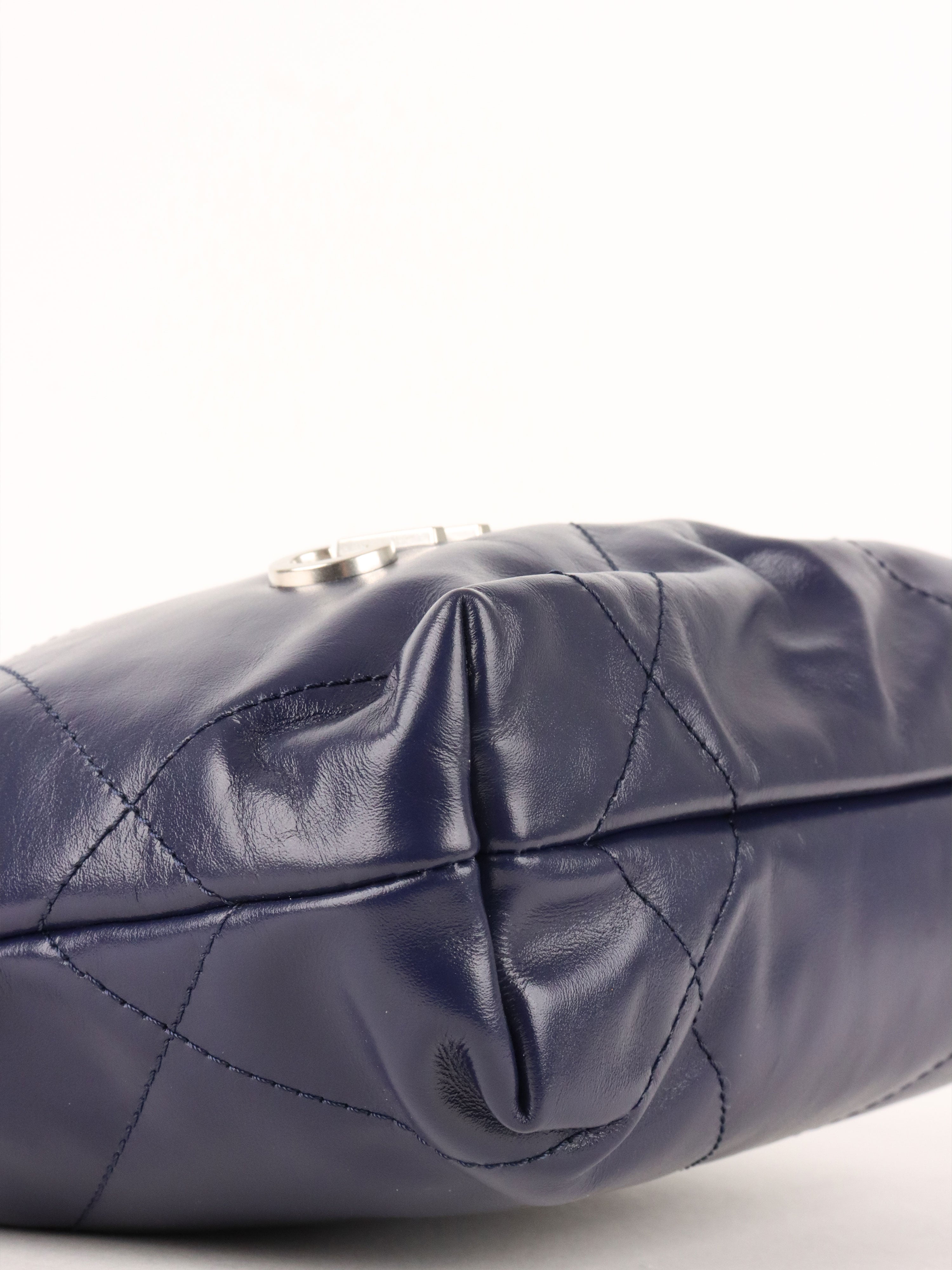 Chanel Mini 22 Navy Shiny Calfskin Quilted Bag
