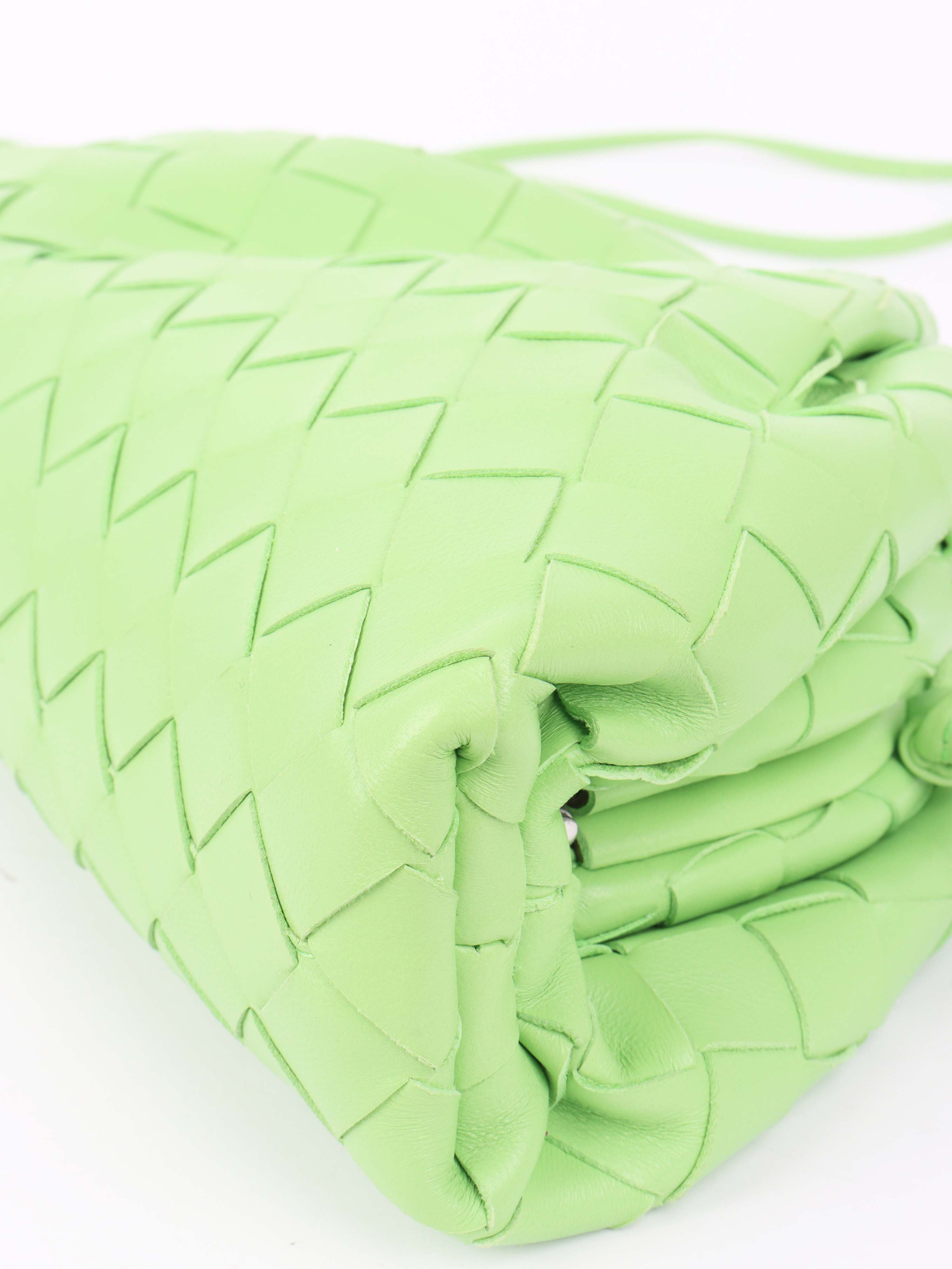 Bottega Veneta Light Green Intrecciato Mini Pouch.