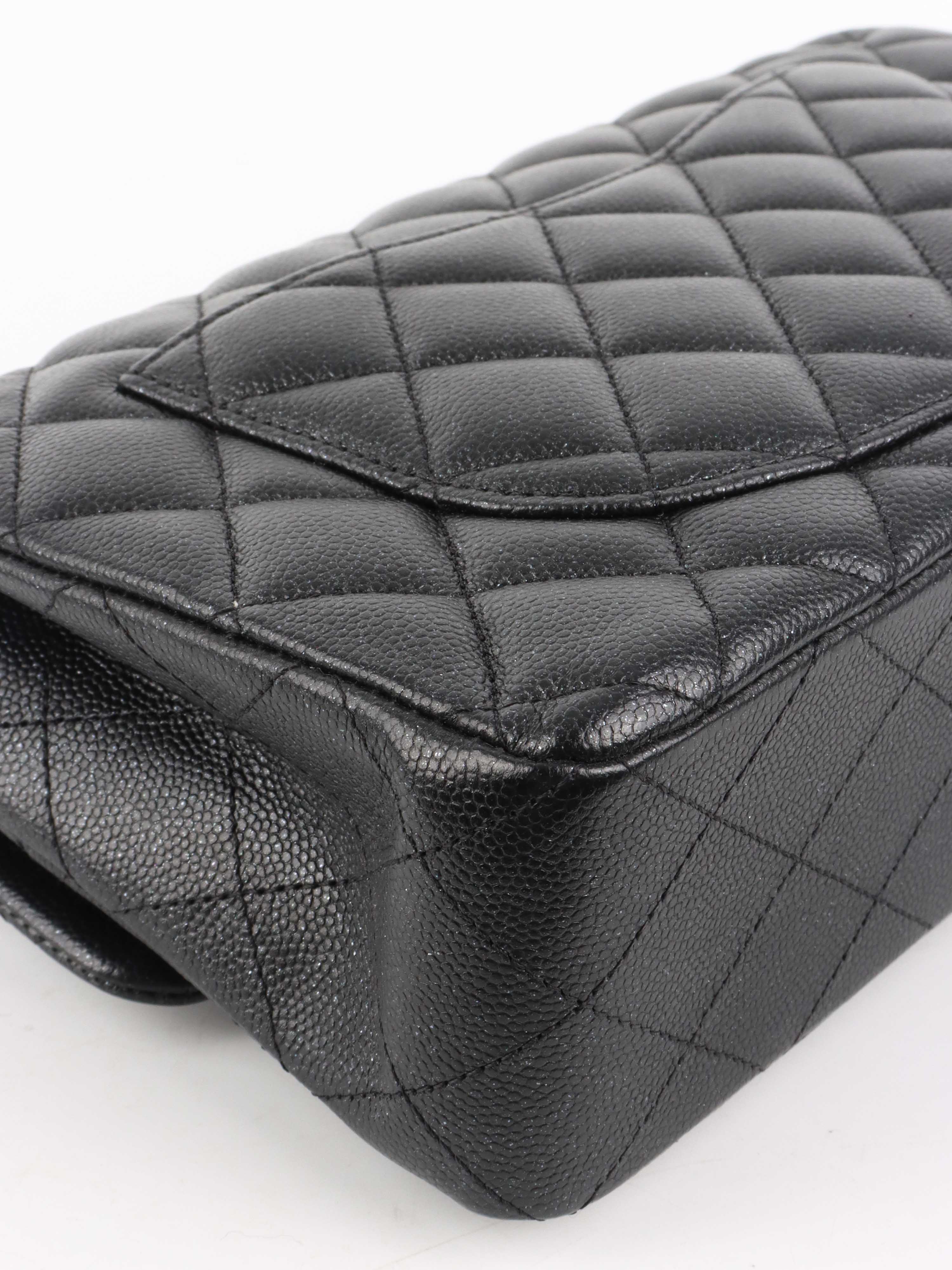 Chanel Small Black Iridescent Caviar Classic Flap SHW.