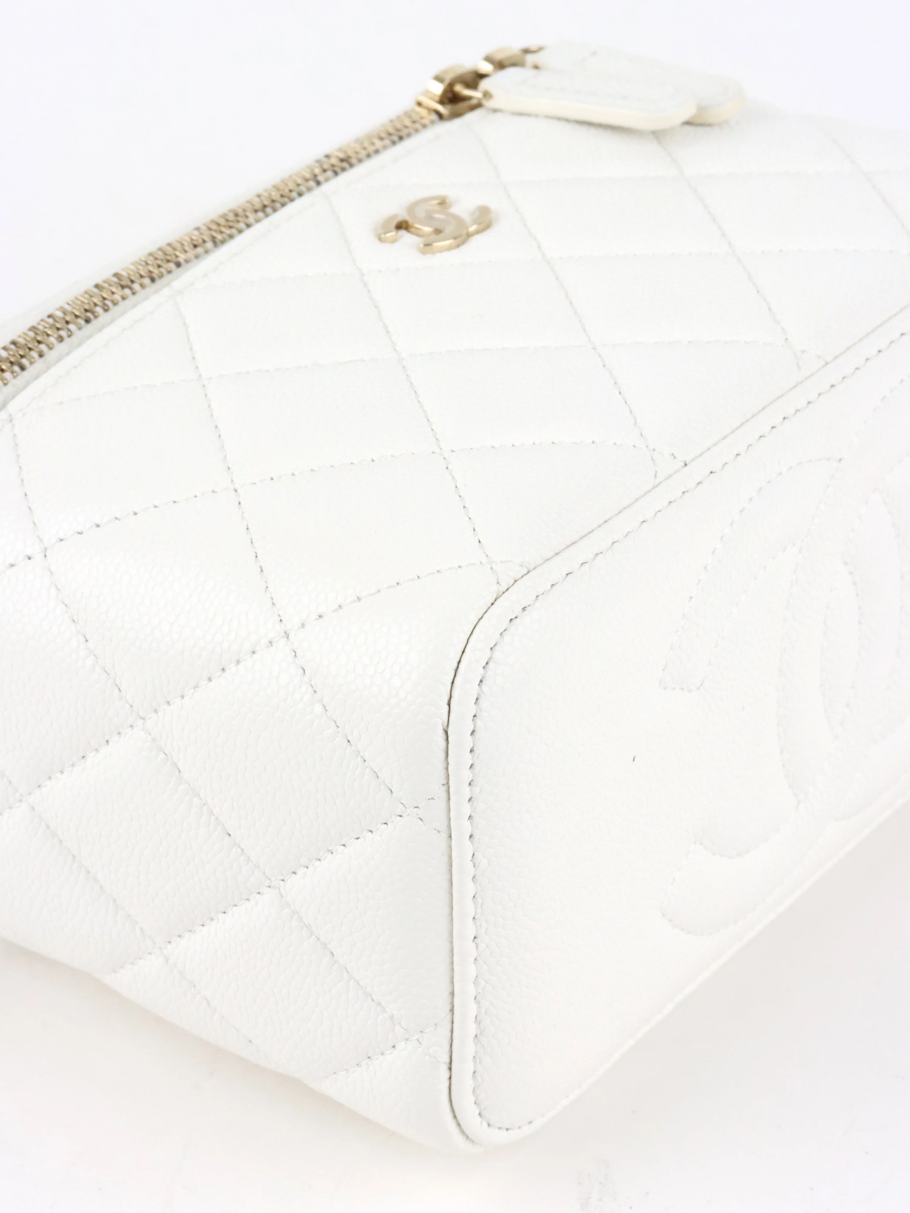 Chanel White Caviar Vanity Case