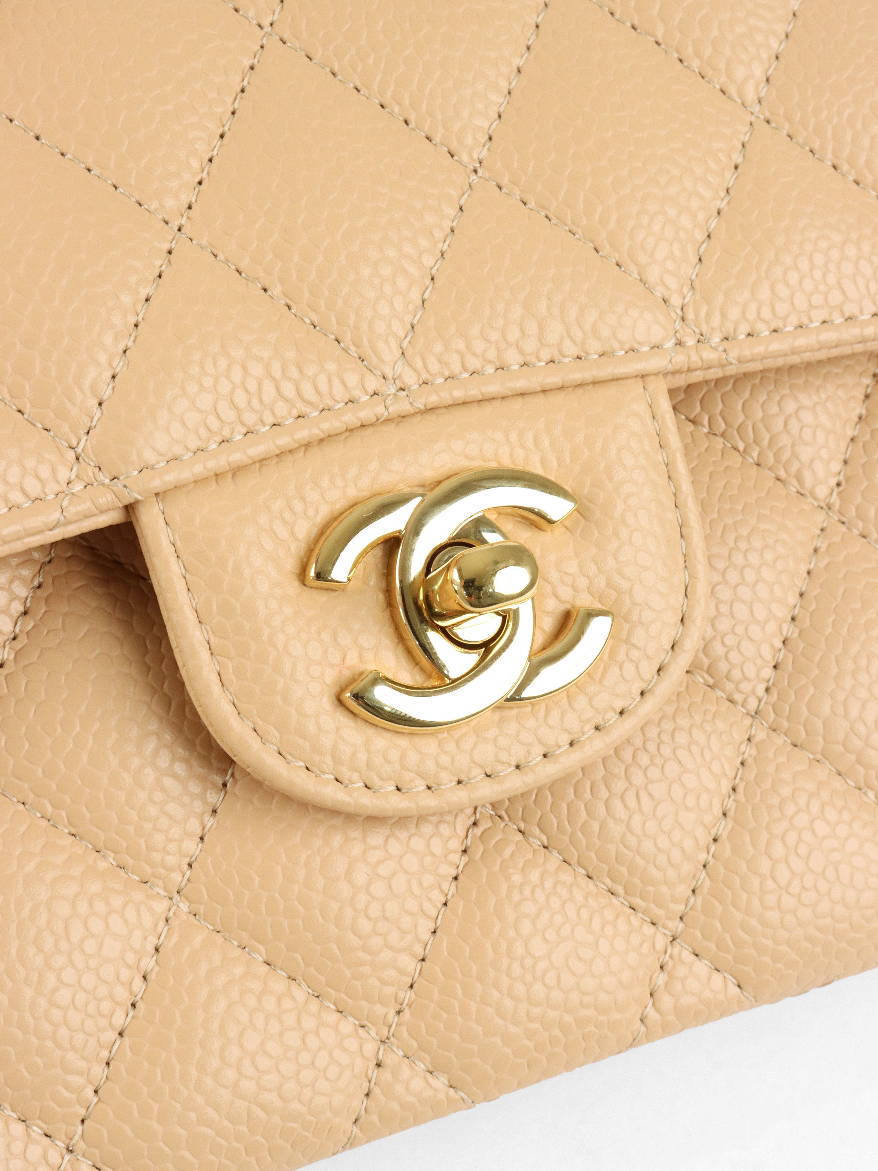 Chanel Small Beige Caviar Classic Flap