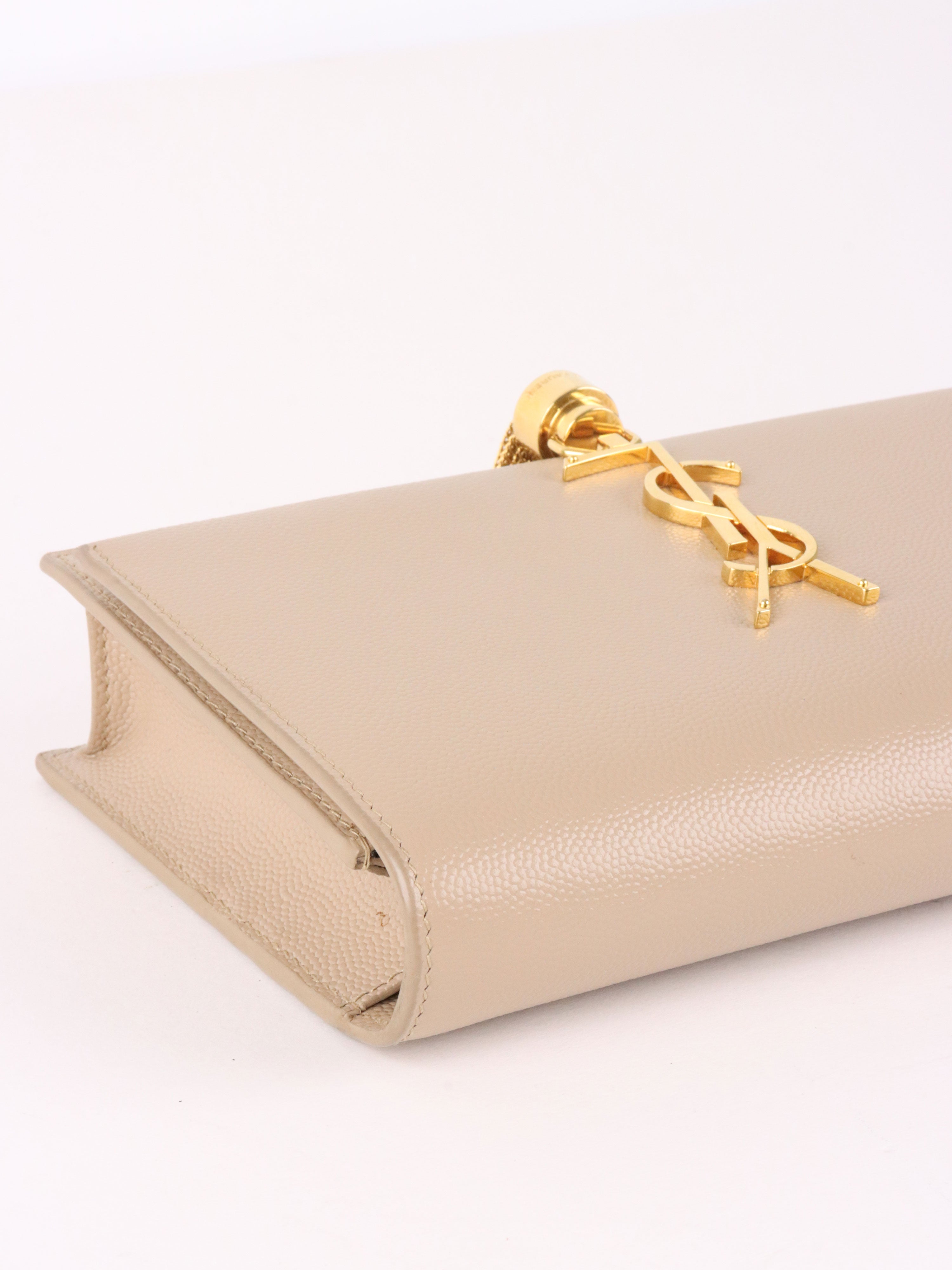 Saint Laurent Small Beige Kate Bag with Tassel