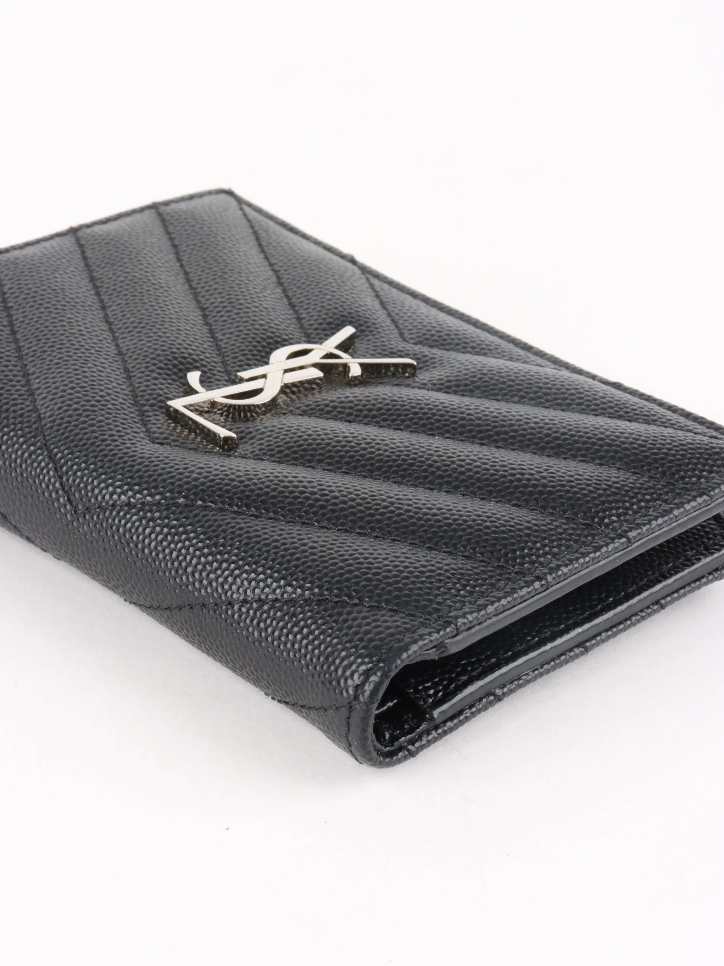 Saint Laurent Zipped Black Leather Wallet SHW