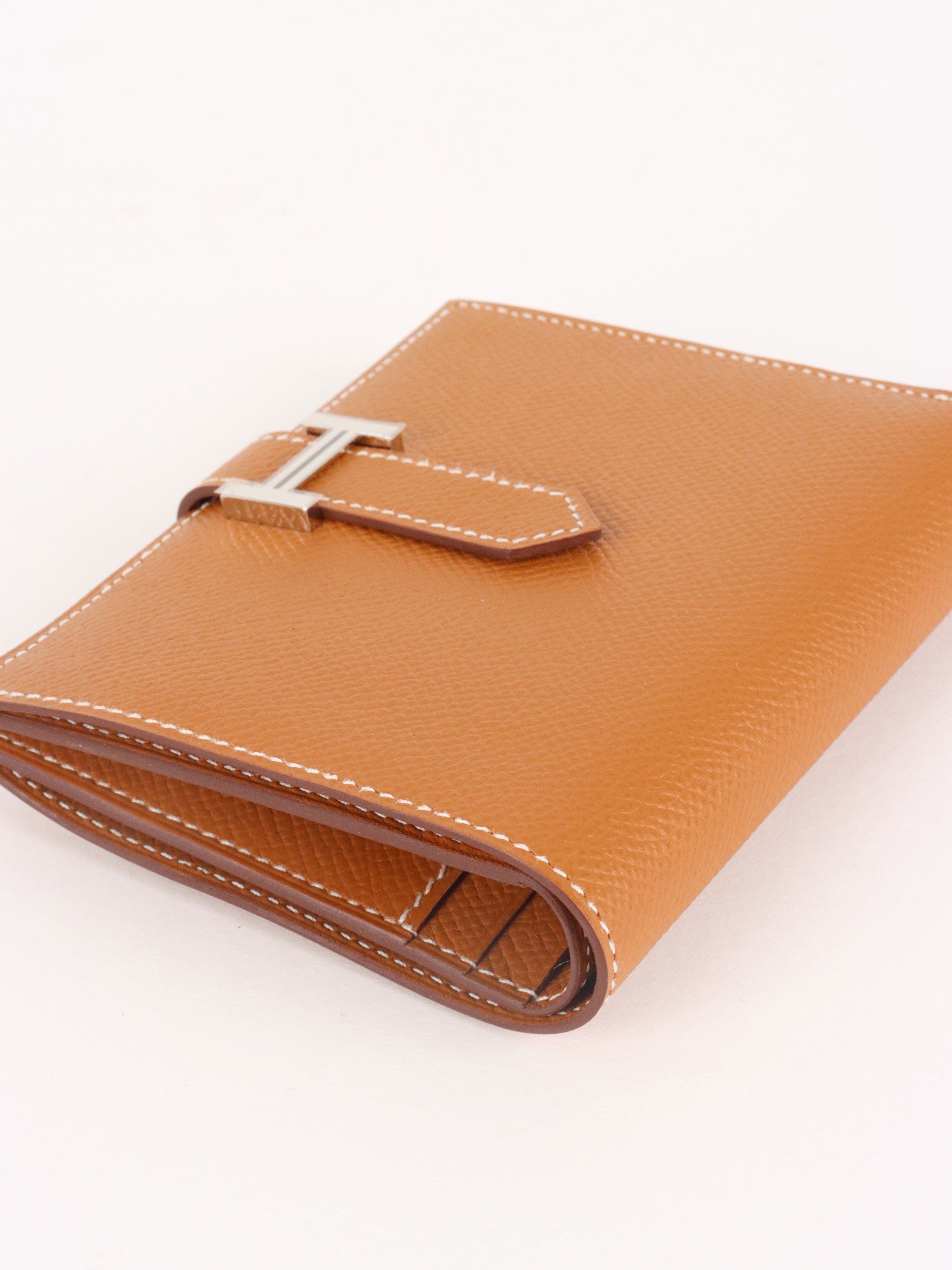 Hermes Gold Epsom Bearn Compact Wallet PHW.