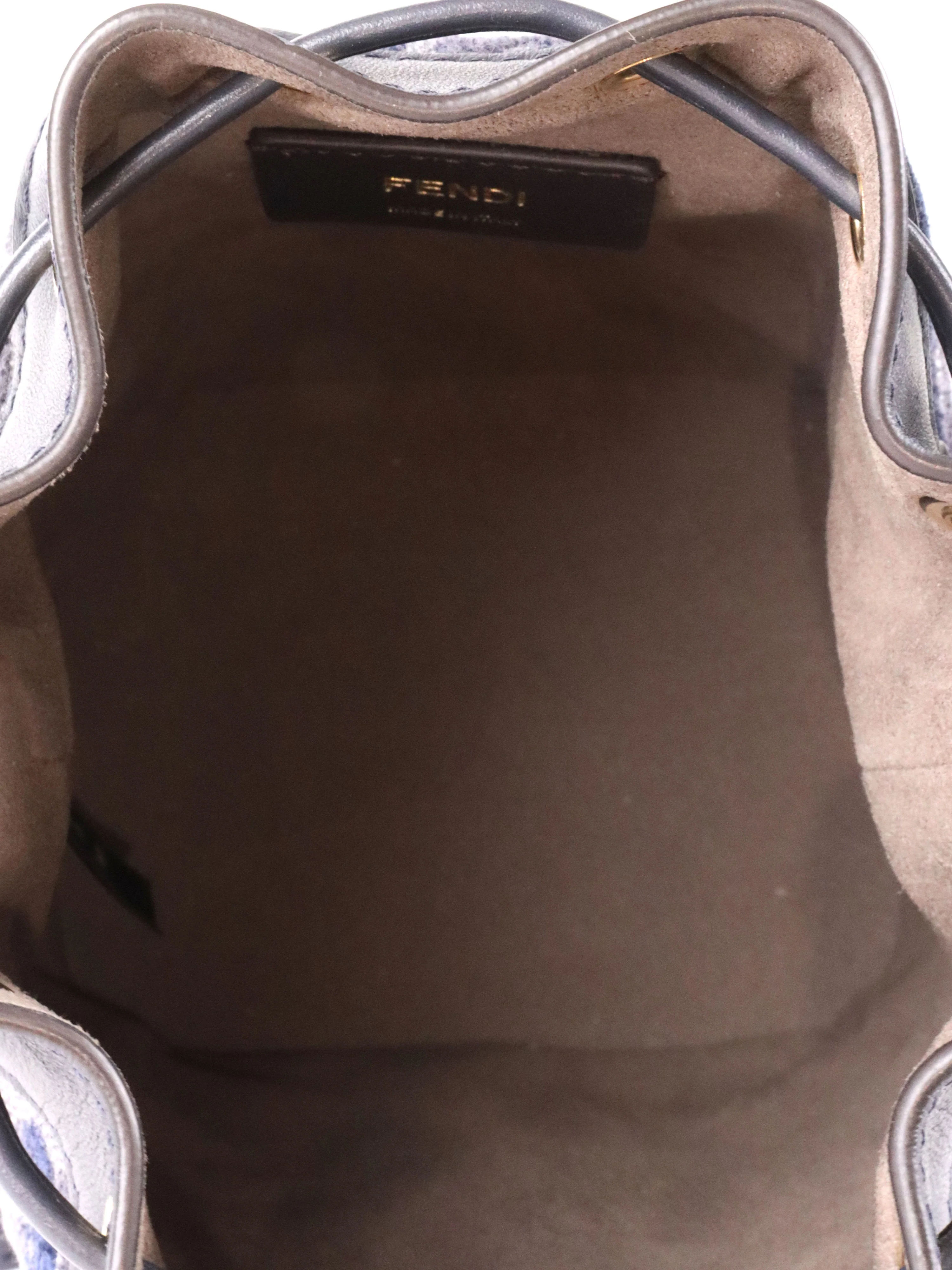 Fendi Mini Navy Fabric Mon Tresor Bucket Bag