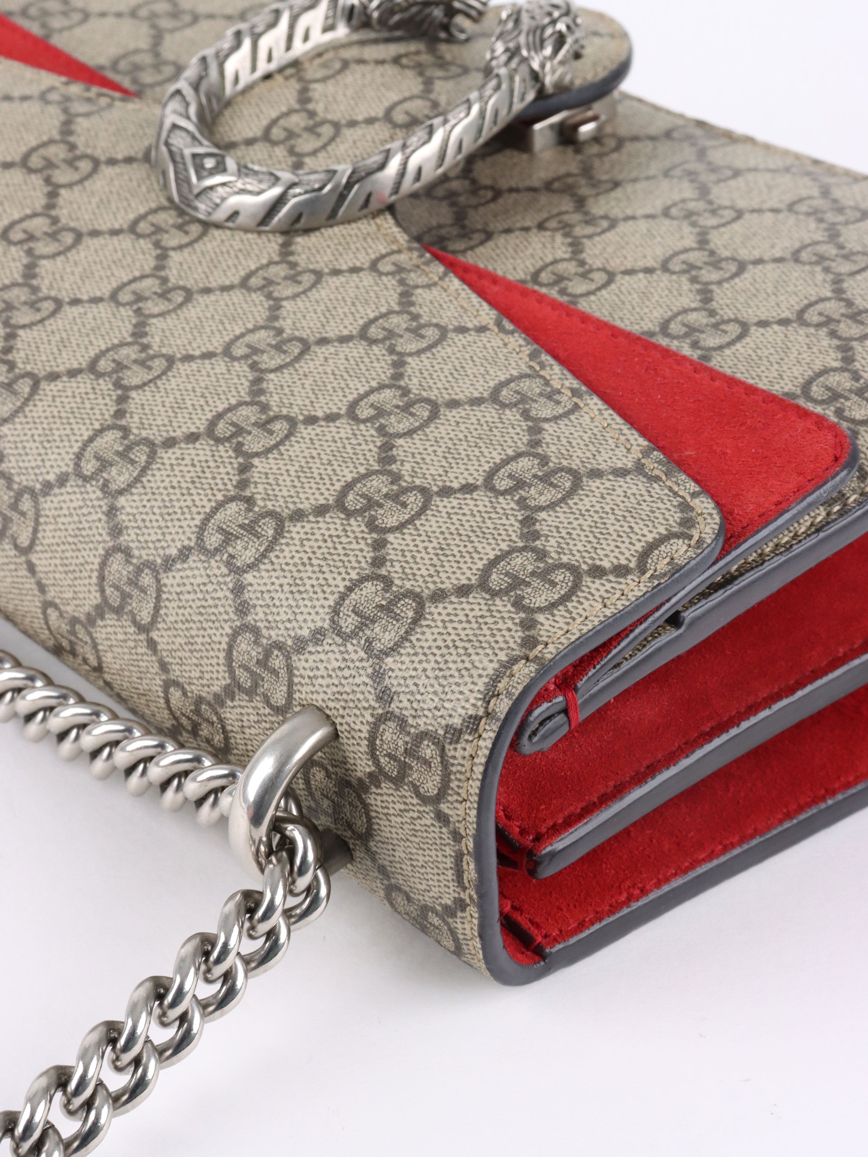Gucci Small Dionysus GG Supreme Red Trim Shoulder Bag