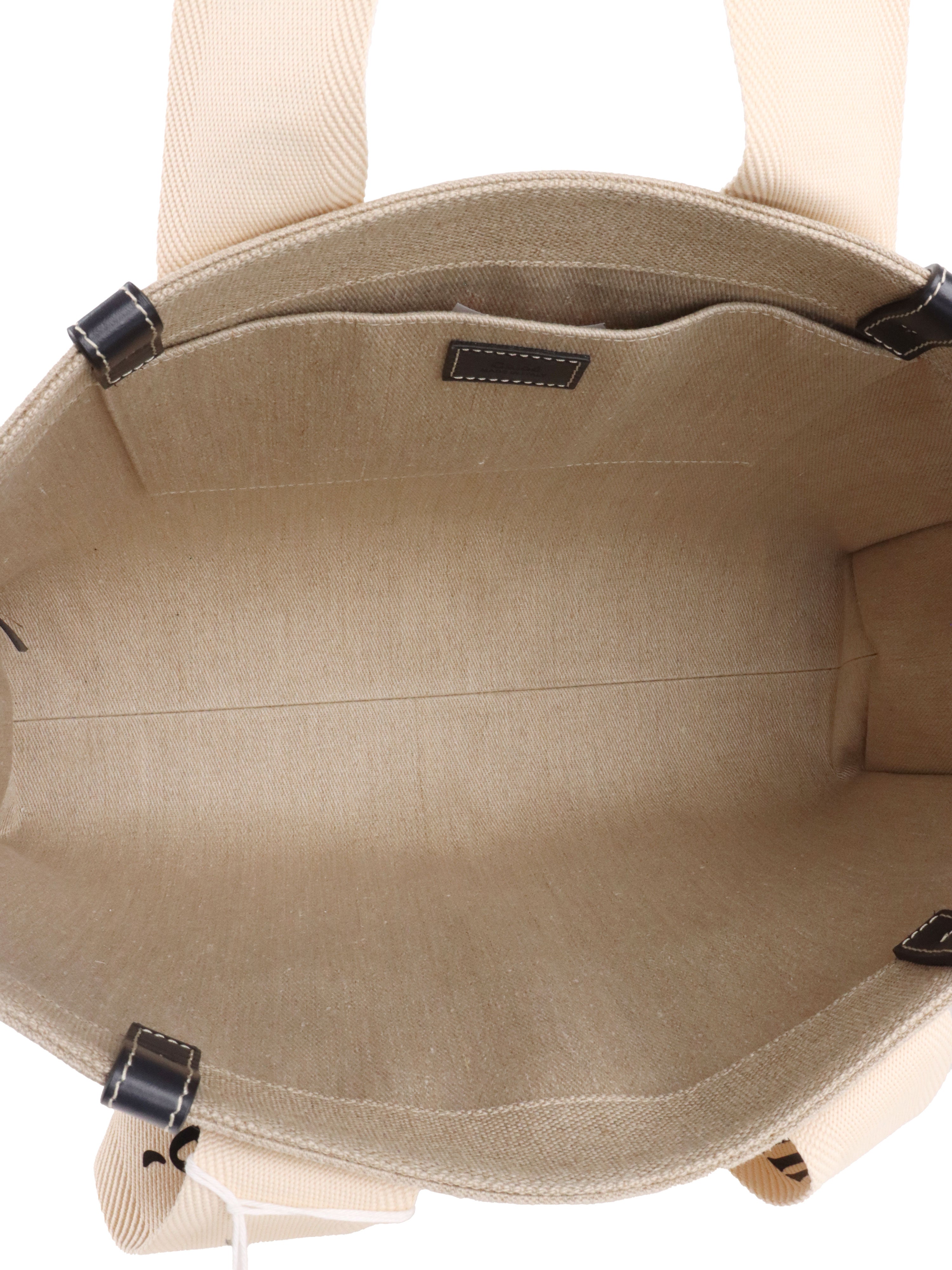 Chloe Large White  Blue Woody Tote Bag in Linen.