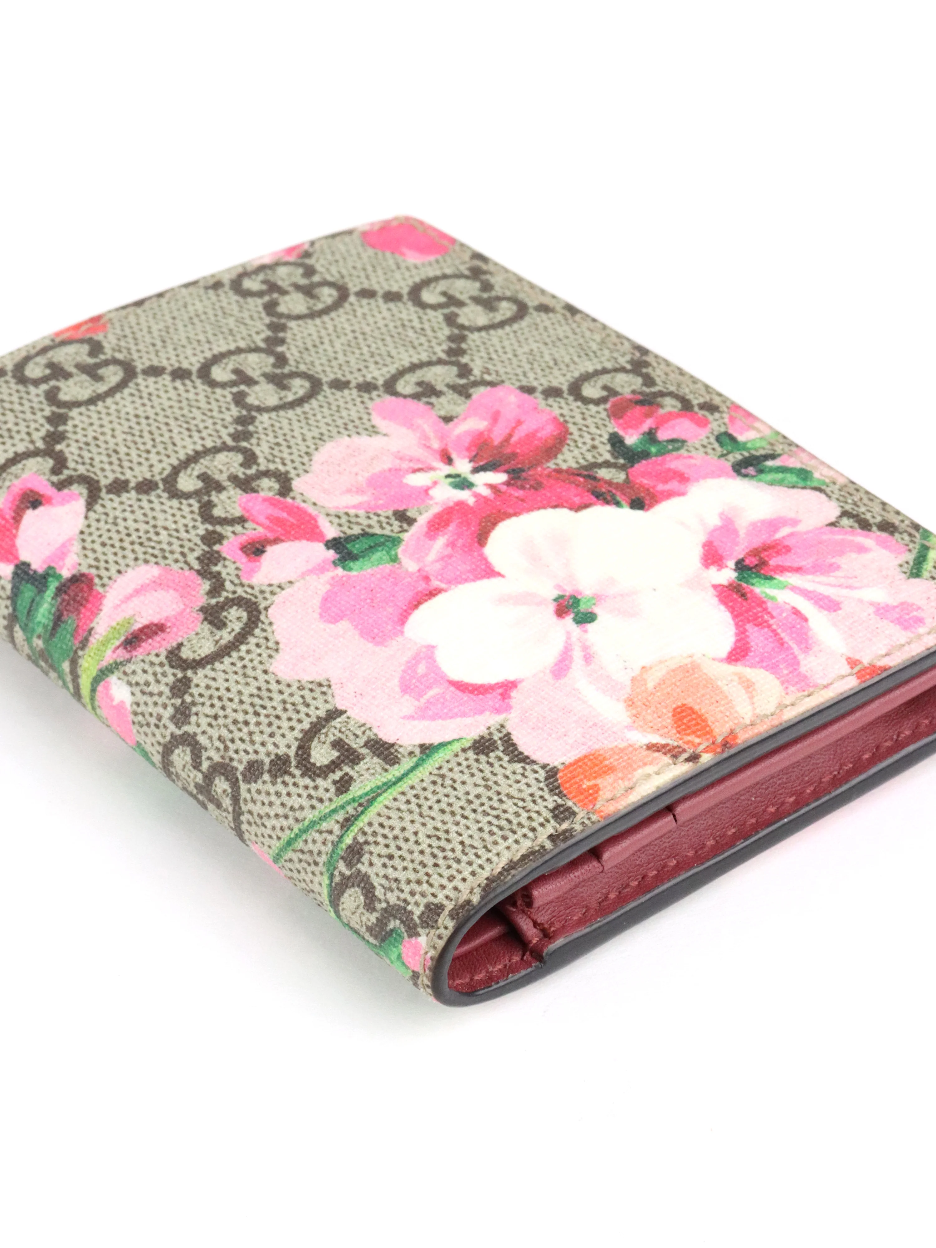 Gucci Ebony  Pink Bloom Supreme Fold Wallet