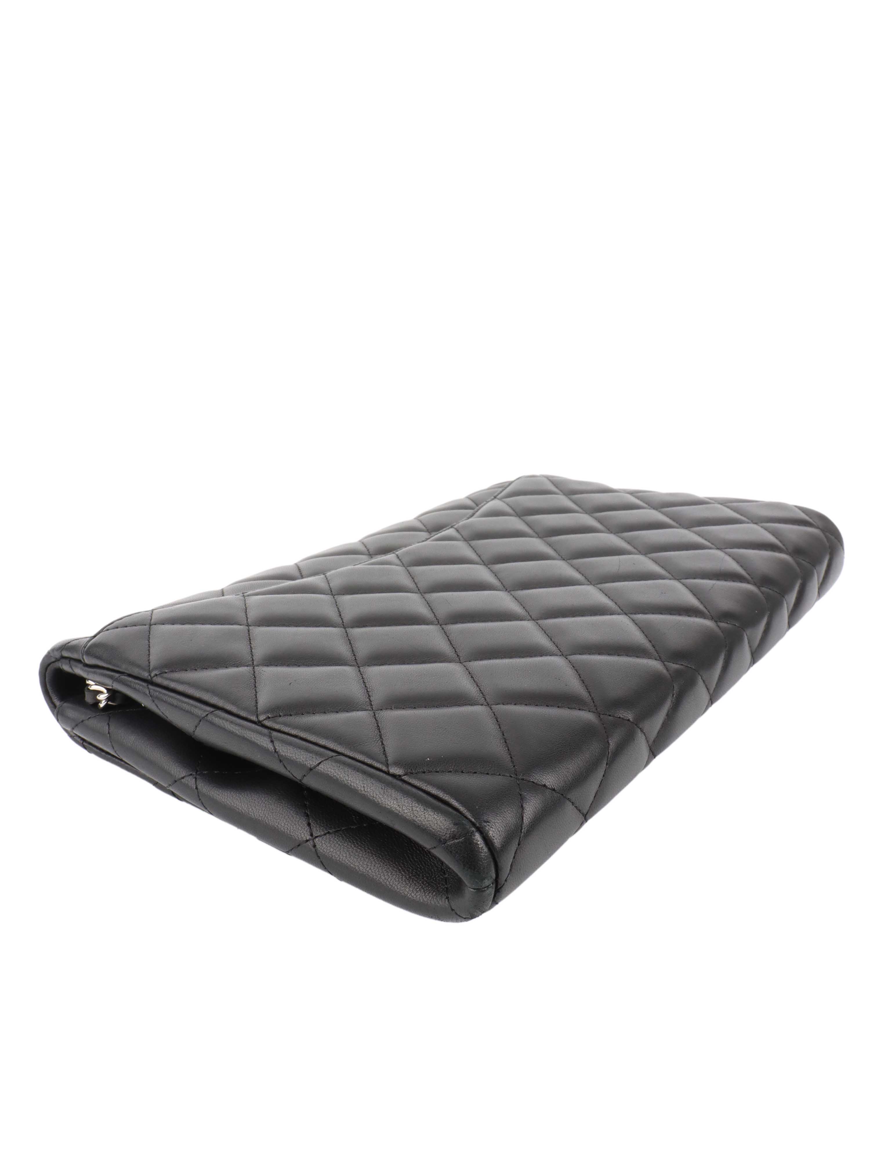 Chanel Black Lambskin Shoulder Clutch.